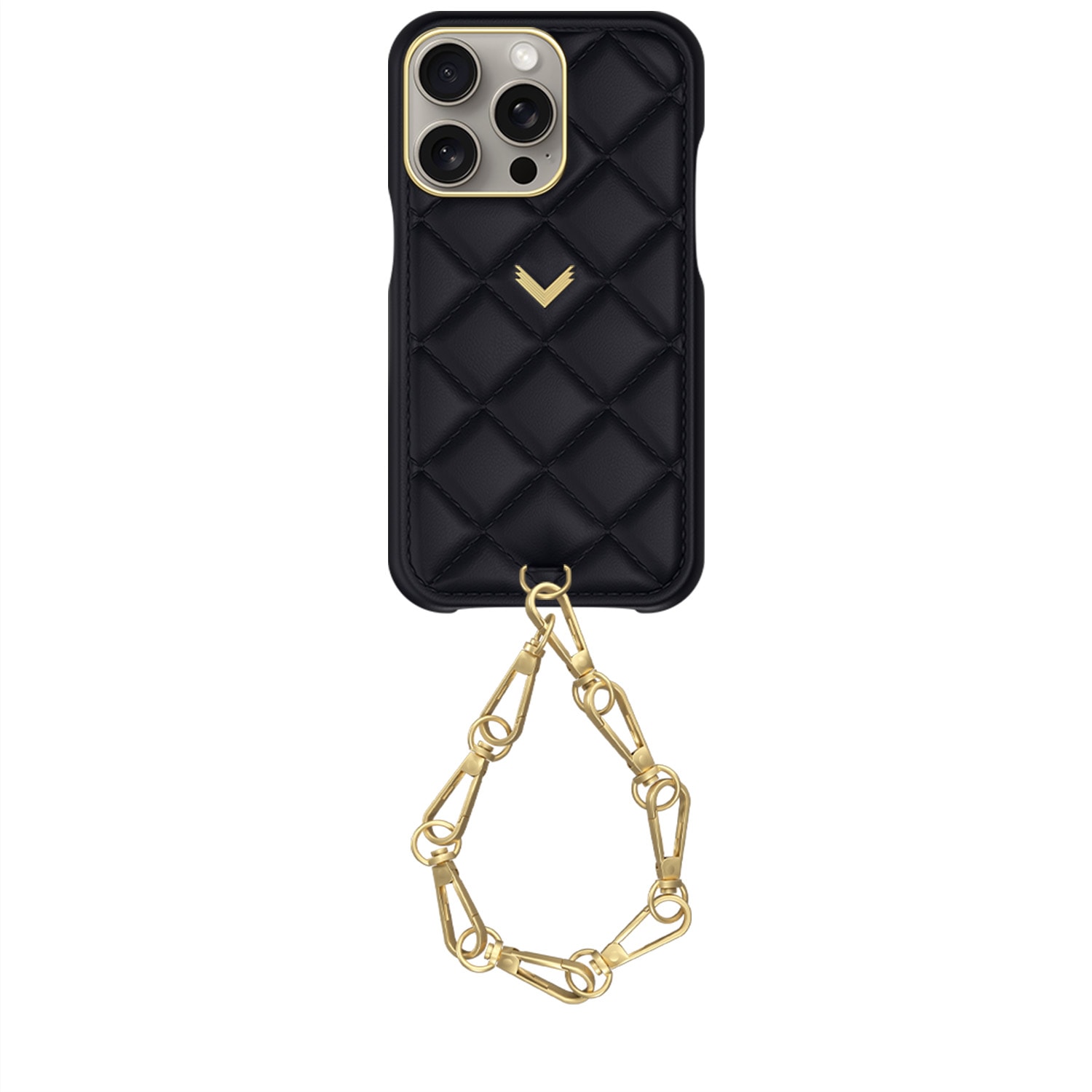 Velante Calf Leather Phone Case, Kanda Texture, Lock Edition, Gold, Night Blue In Blue