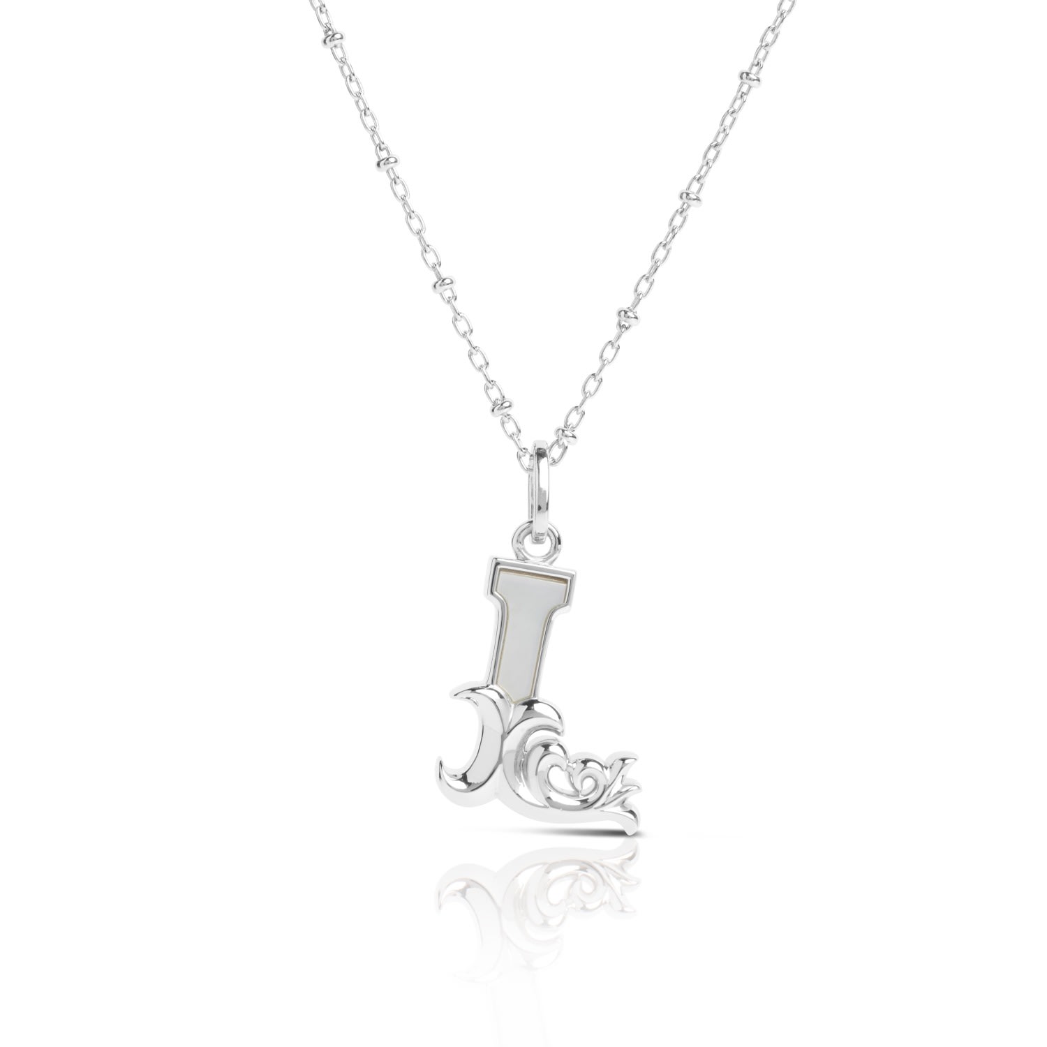 Women’s Solid Silver L Initial Necklace With Mother Of Pearl Kasun