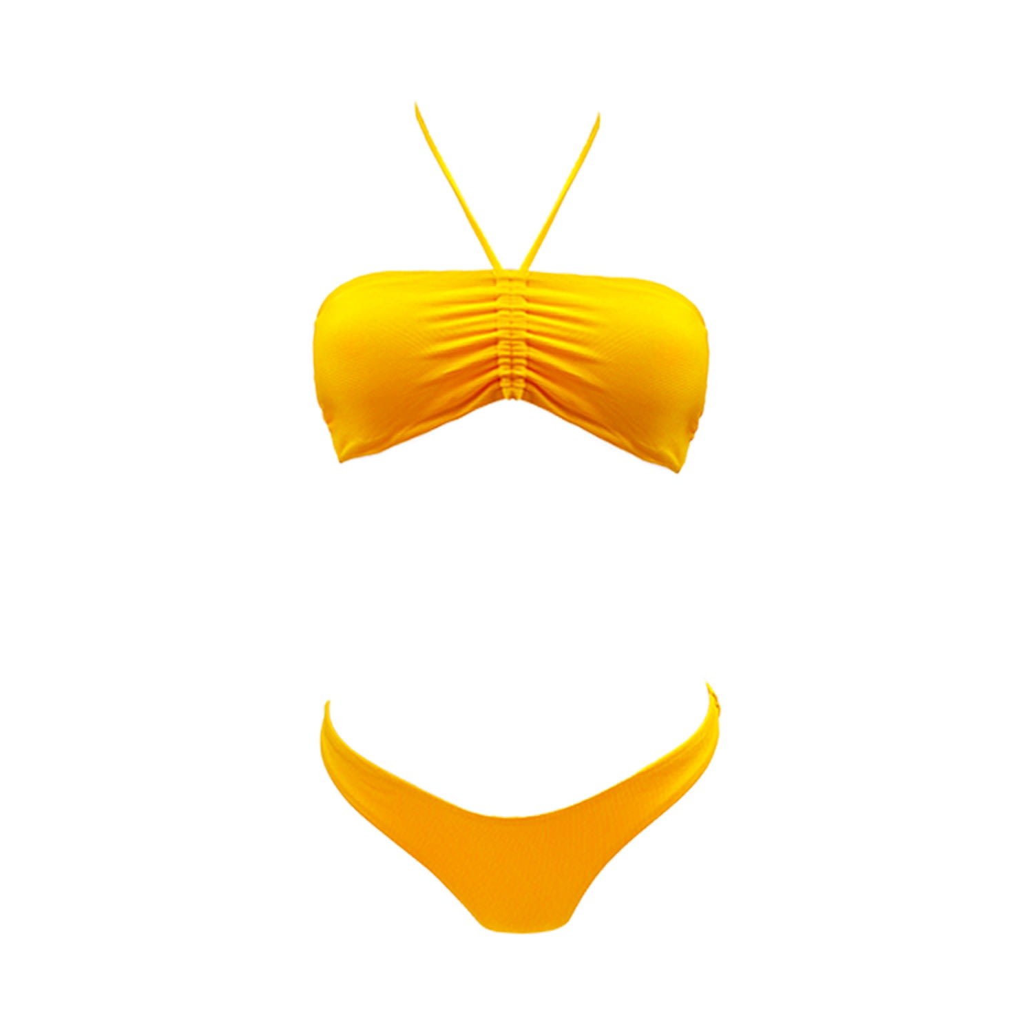Women's Miss Cheerful Bandeau Bikini Set - Yellow & Orange | Medium | Aulala Paris