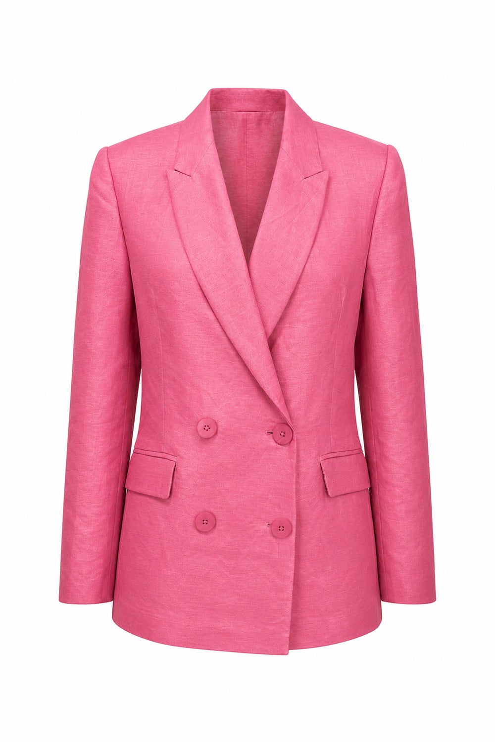 Exquise Women's Double Breasted Linen Blazer Jacket - Pink