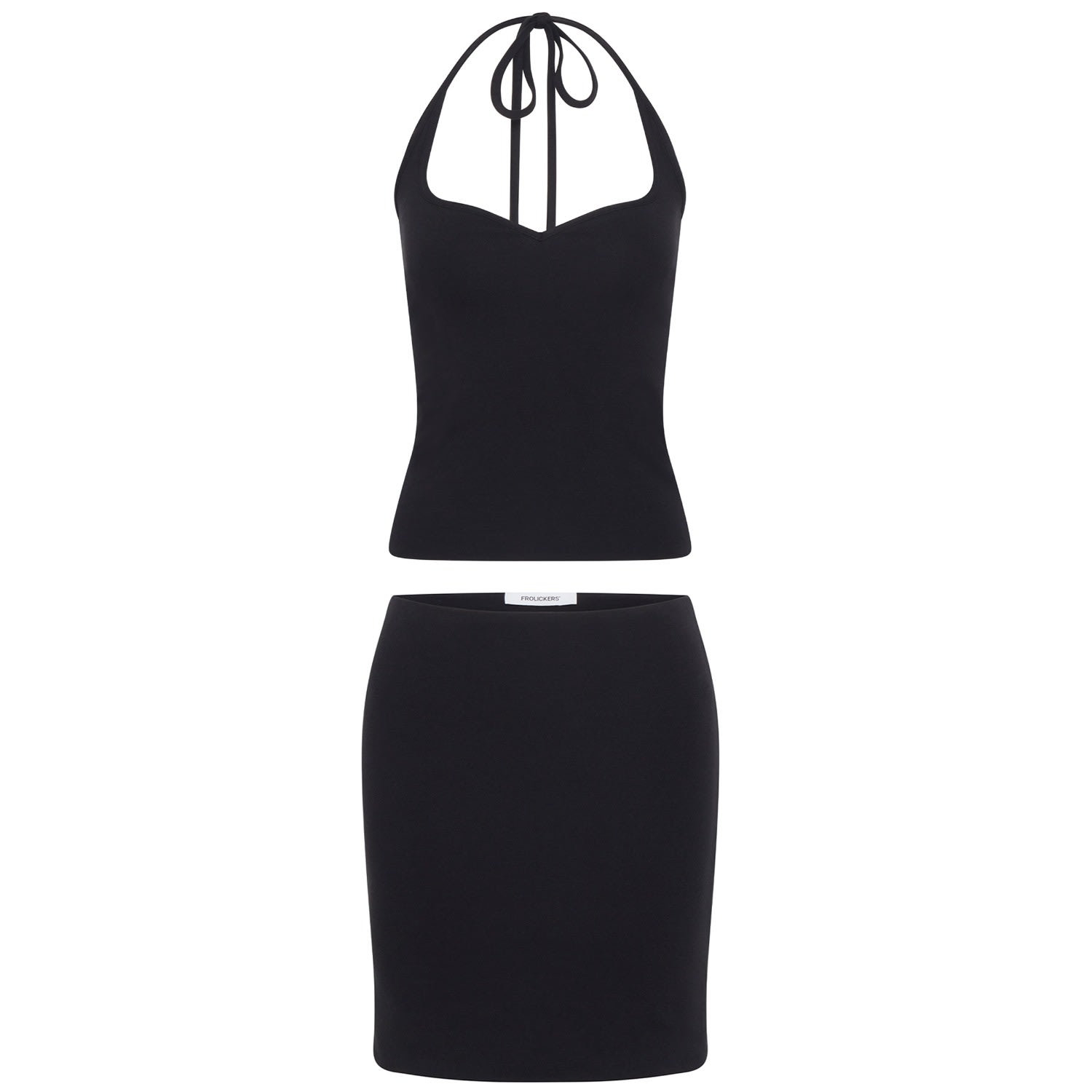 Frolickers Black The Convertible Sweetheart Set - Halter & Asymmetric In Black
