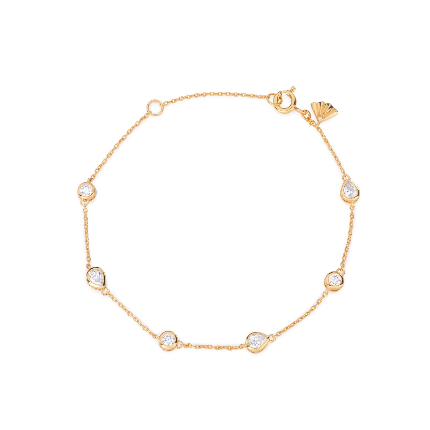 Augustine Jewels Women's Diamond By The Yard Pear And Round Shaped Gold Diamond Bracelet