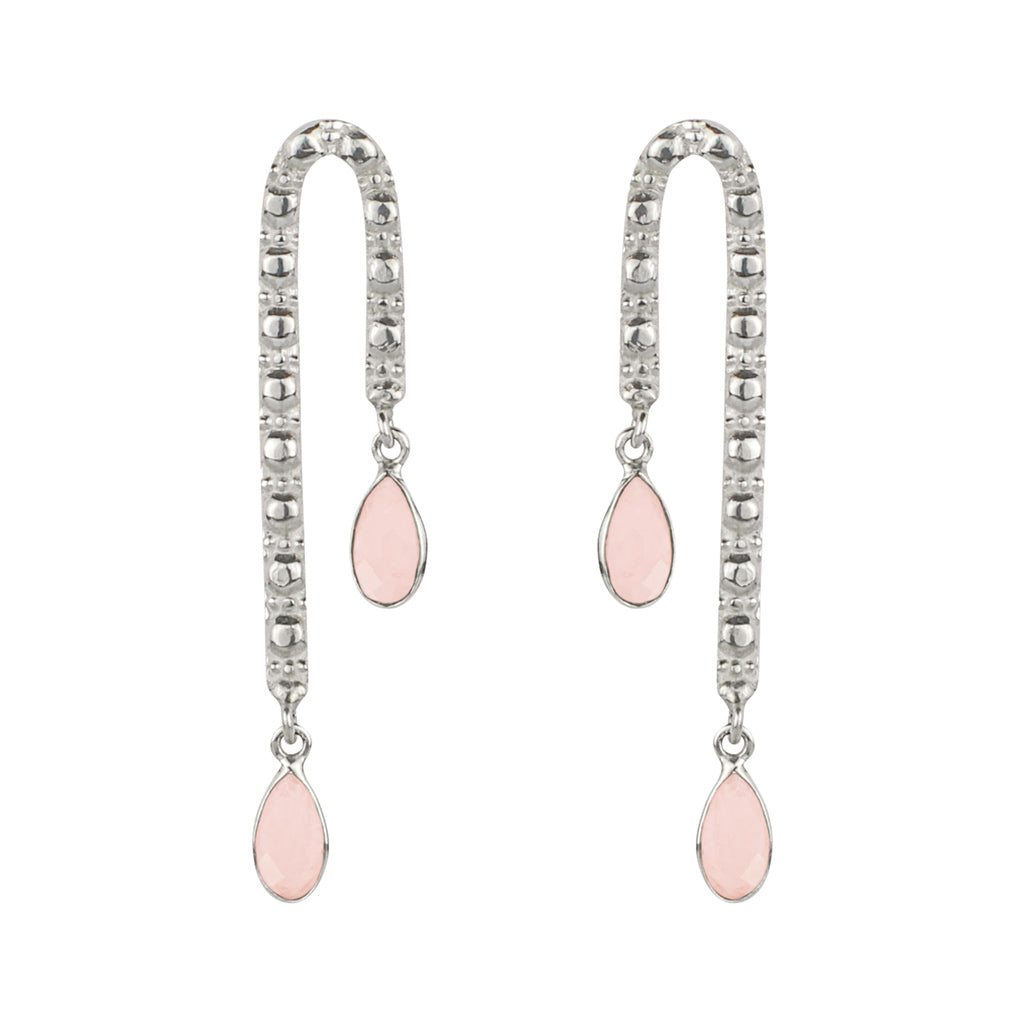 Women’s Maharani Love Silver Statement Earrings - Rose Quartz Charlotte’s Web Jewellery