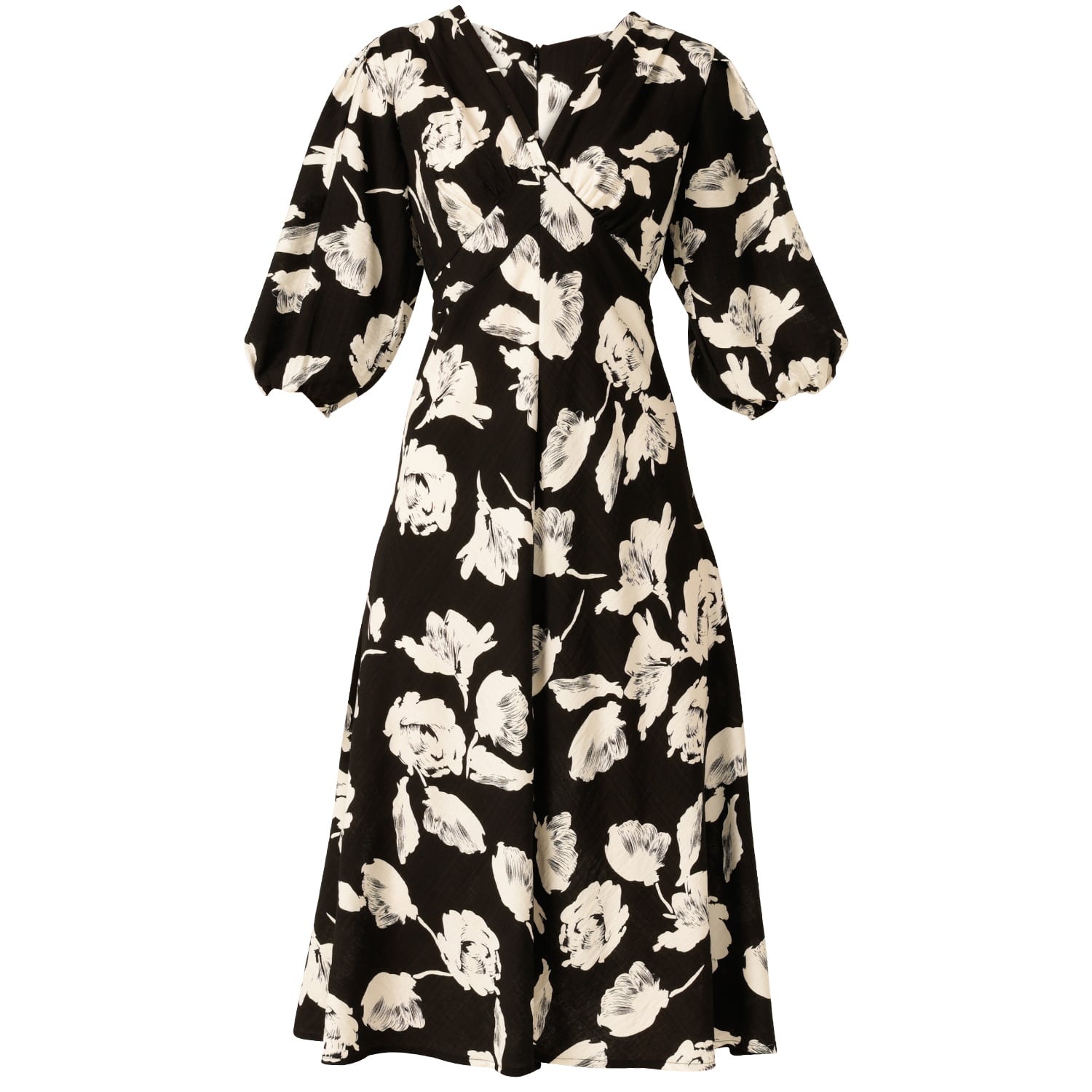 Sacha Drake Women's Neutrals Moonbeam Meadow Midi Dress In Black/white