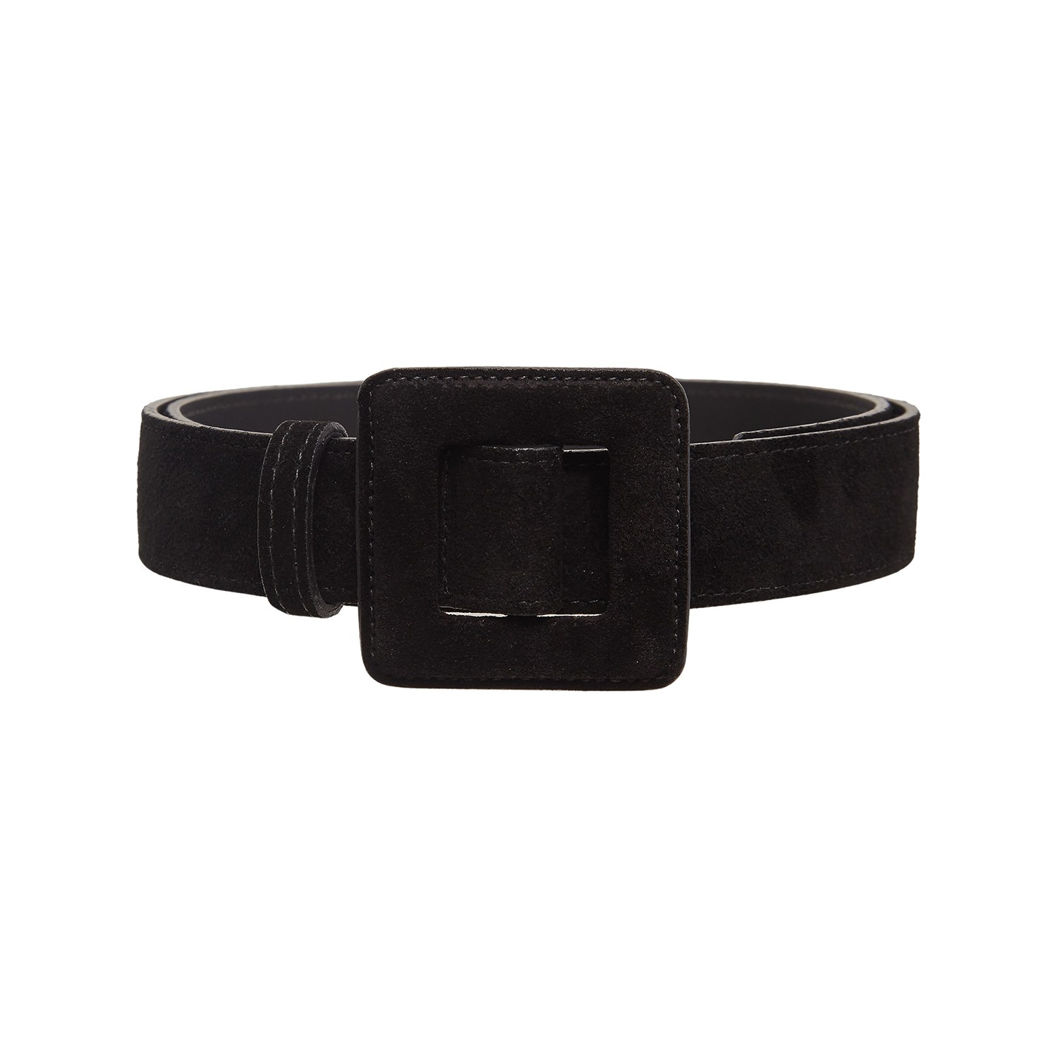 Shop Beltbe Women's Suede Mini Square Buckle Belt - Black