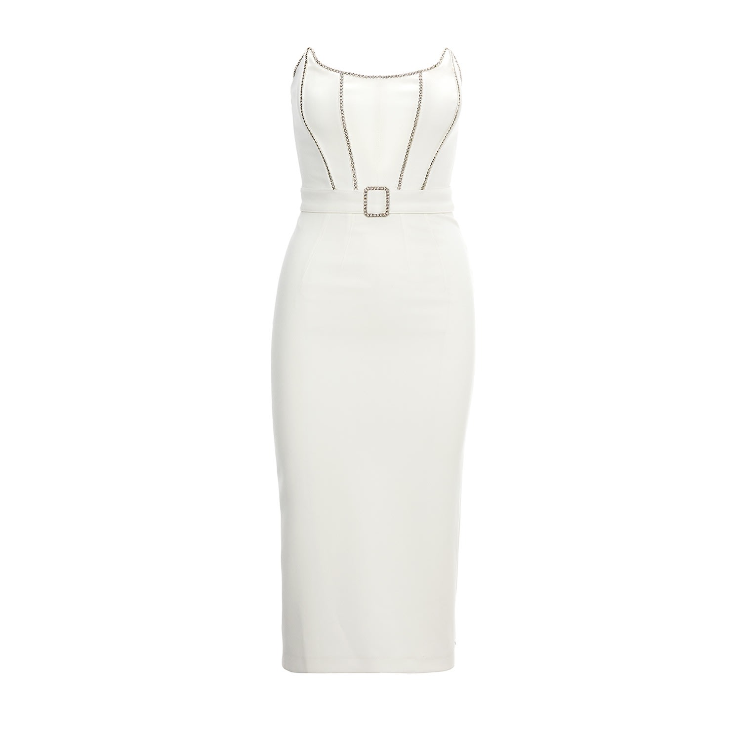 Women’s White Embellished Strapless Midi Dress Xxs Nissa