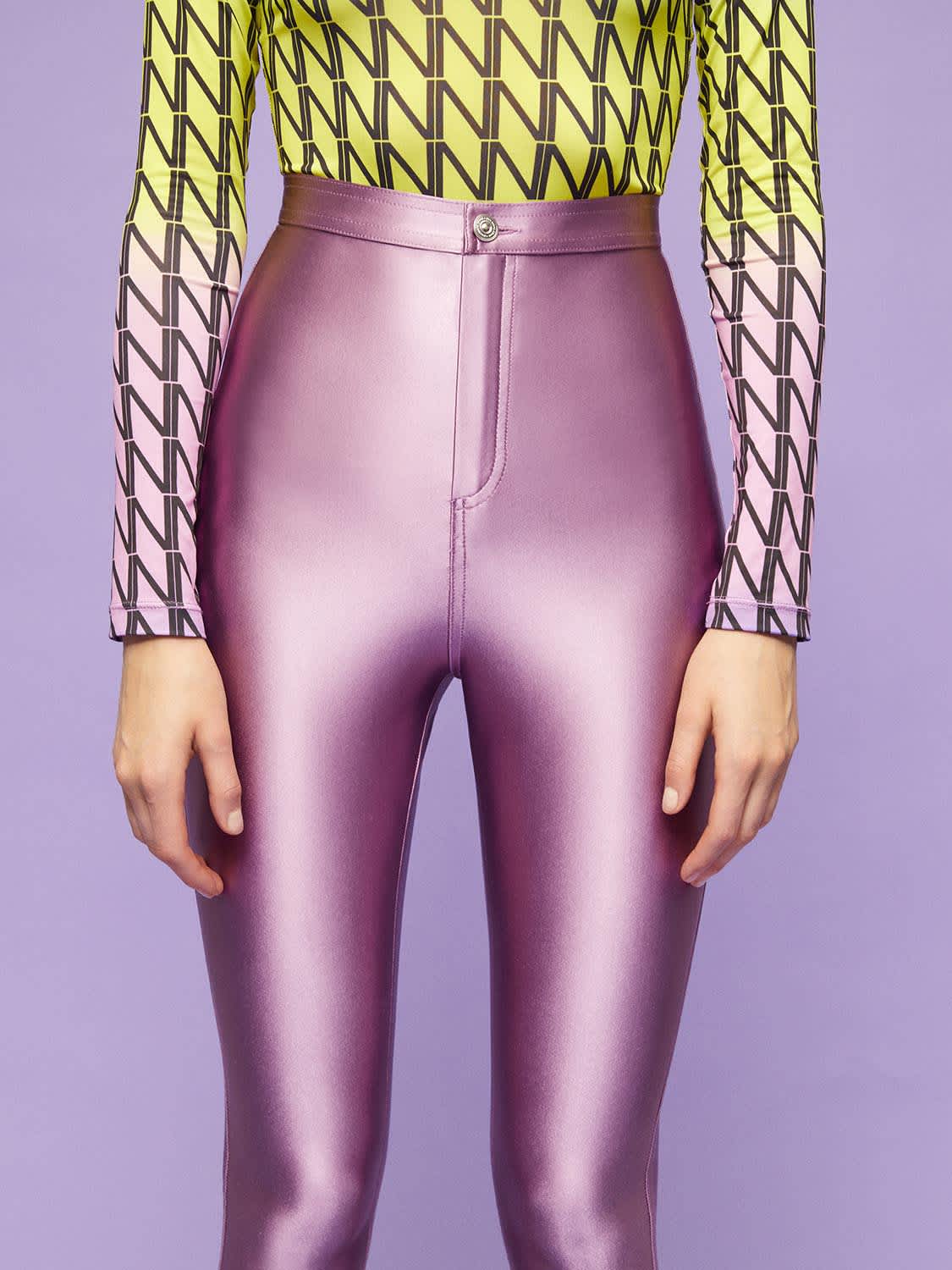 High Waisted Stirrup Leggings - Lilac, NOCTURNE