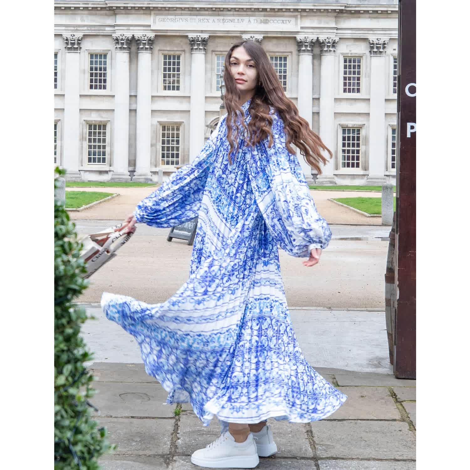 chinese dress ladies Shu-Shi Danielle Two Toned Ombre Tie Dye Long Caftan Dress with Short Sleeves & Tassel String
