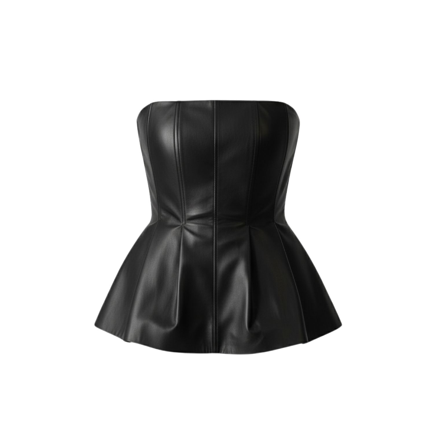 Black Genuine Leather Peplum Corset | IZABELA MANDOIU | Wolf & Badger
