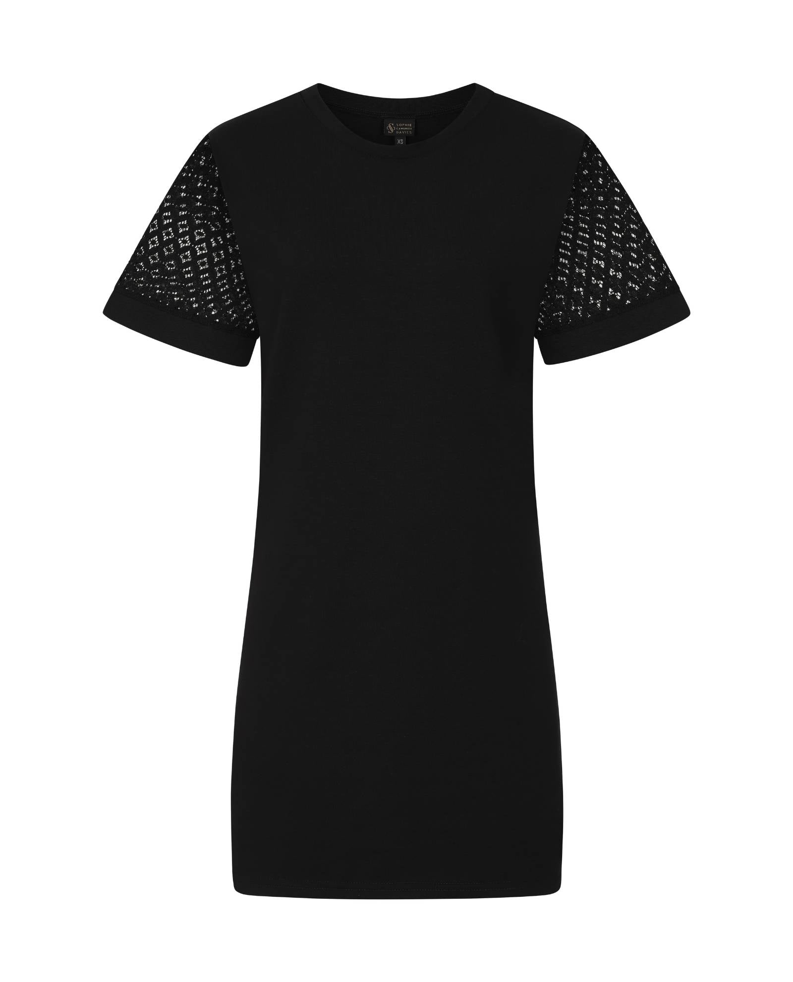 Black Lace Sleeve Cotton T-Shirt Dress | Sophie Cameron Davies | Wolf &  Badger