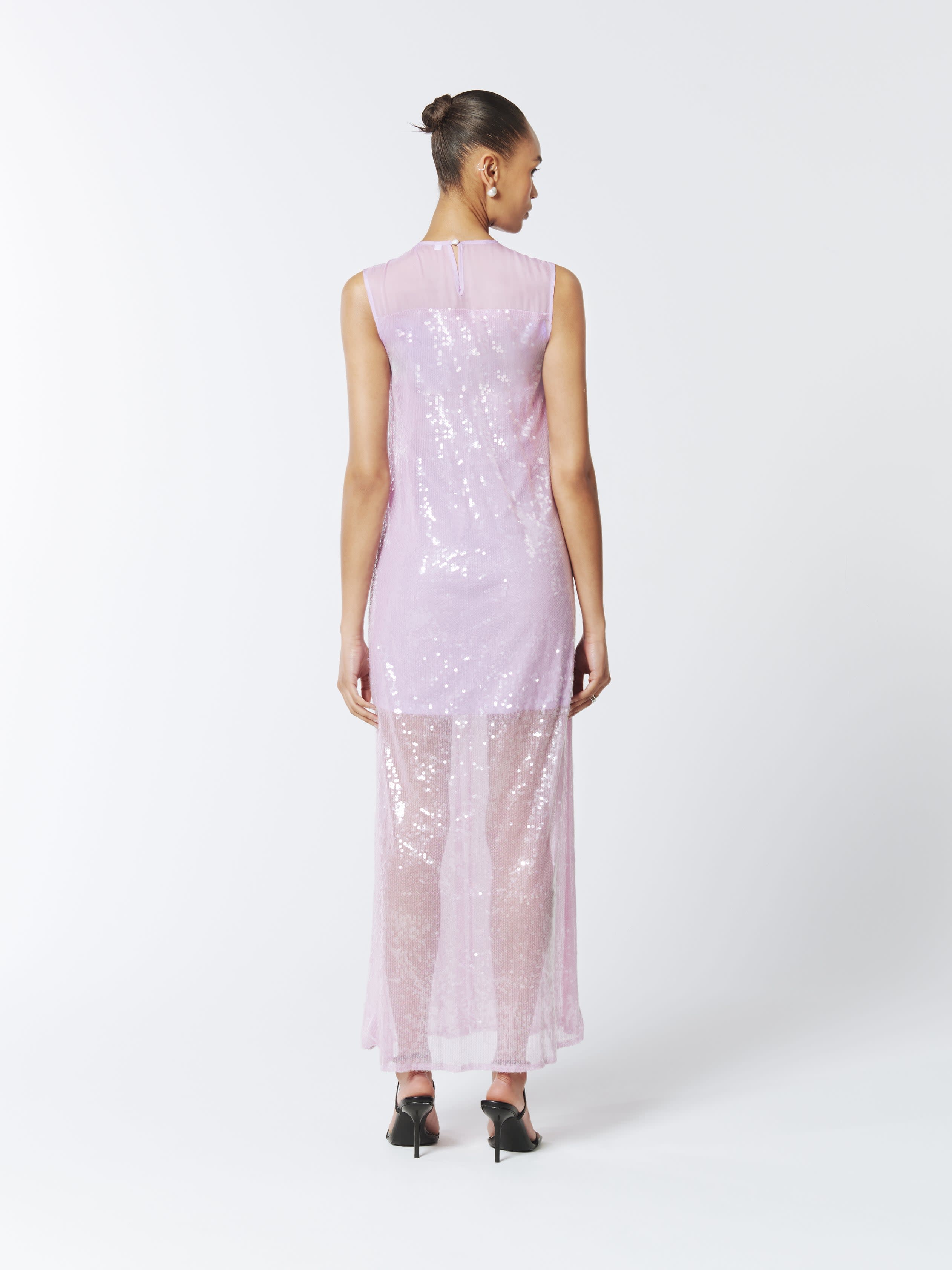 Sequined Sheer Gown In Wisteria Purple | SOUR FIGS | Wolf & Badger