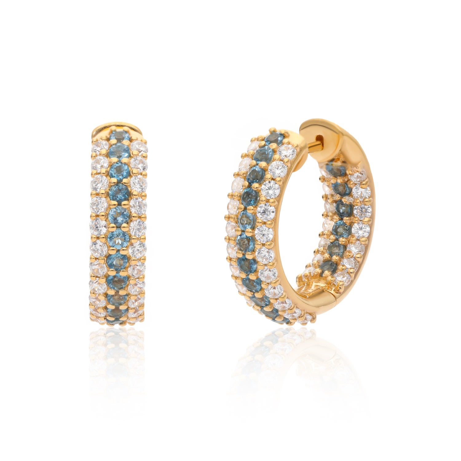 Preeti Sandhu Women's Gold / White / Blue Summer Sparkle Hoops - London Blue Topaz