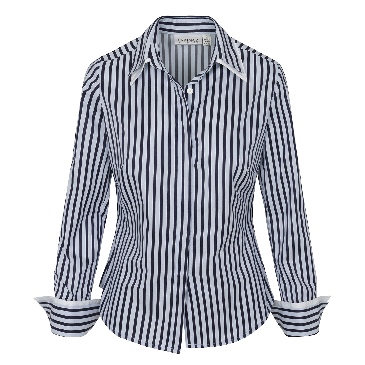 Farinaz Women's Blue / White Double Collar - Navy Stripe In Blue/white