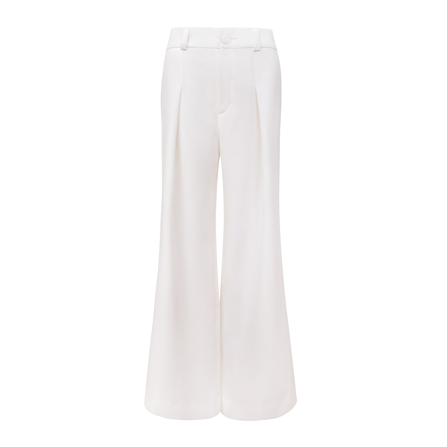 Blonde Gone Rogue Women's Girlboss Wide Leg Trousers, Upcycled Polyester, In White