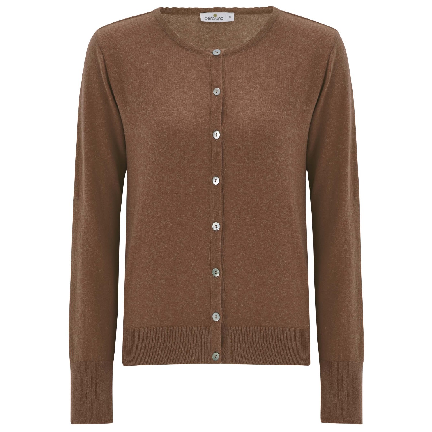 Peraluna Women's Brown Classic Basic O-neck Knitwear Cardigan - Camel In Brown