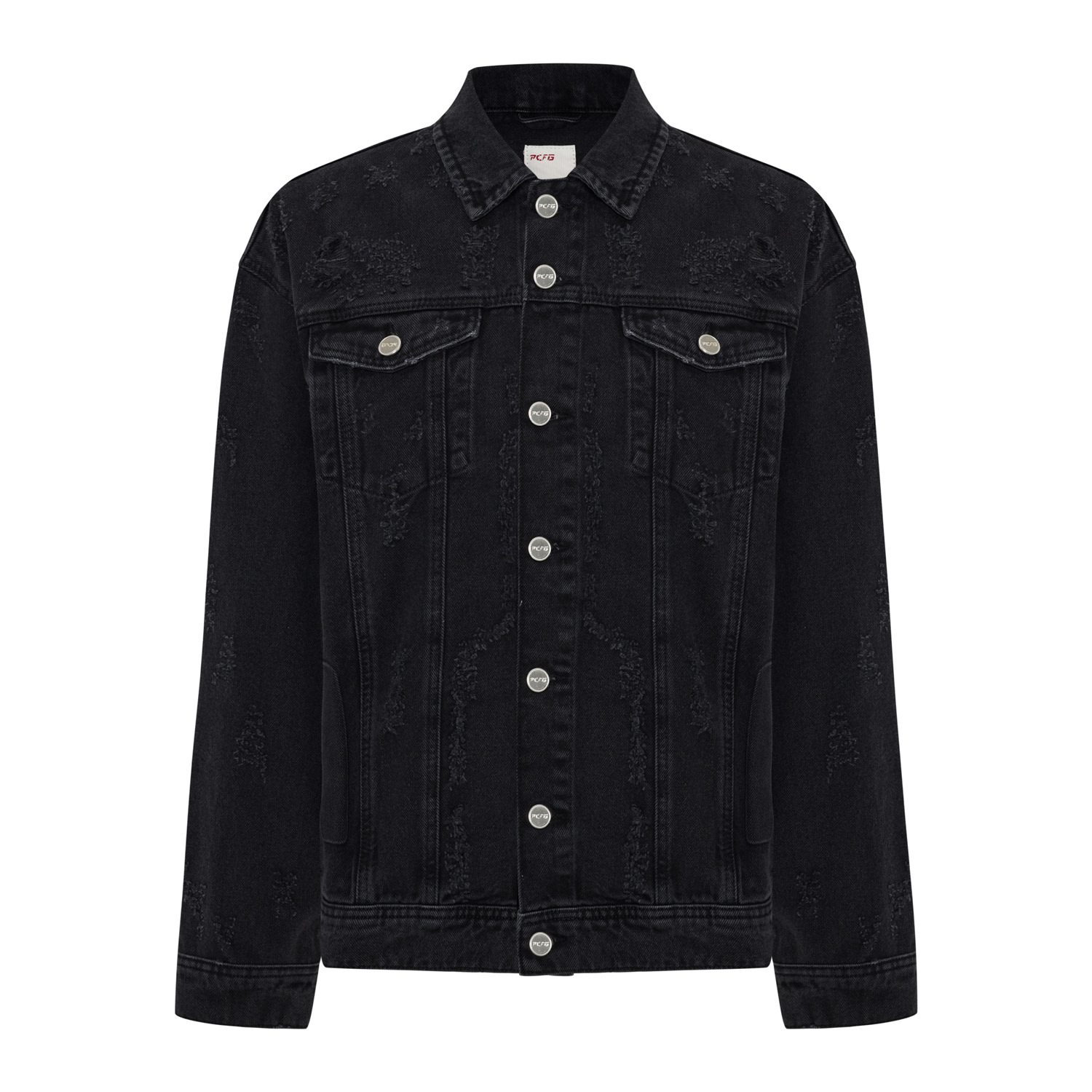 Pcfg Men's Distressed Denim Jacket - Black In Black