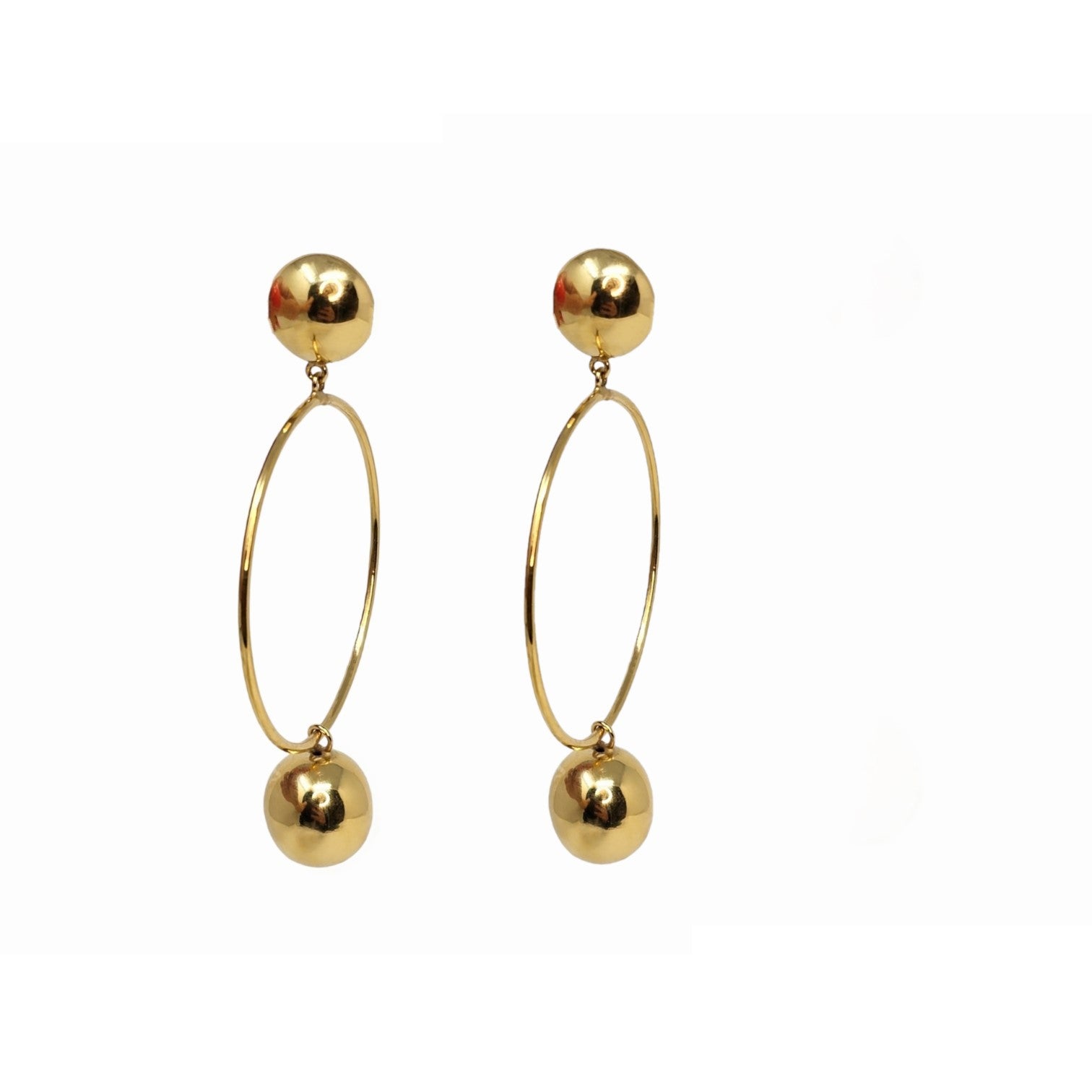 Women’s Signature Gold Sphere Dangle Hoops Georgina Jewelry