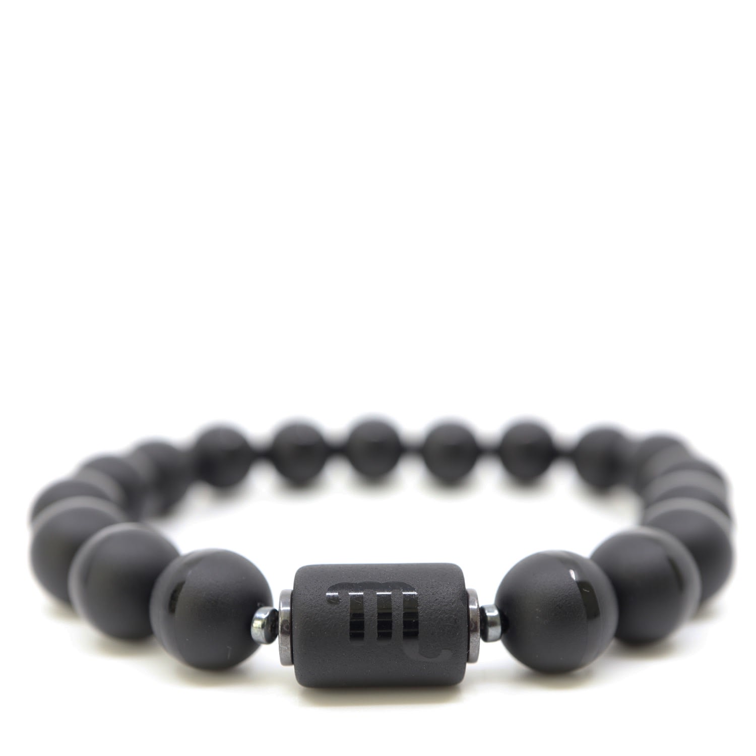 Shar Oke Men's Black / Silver Scorpio Zodiac Beaded Bracelet In Multi