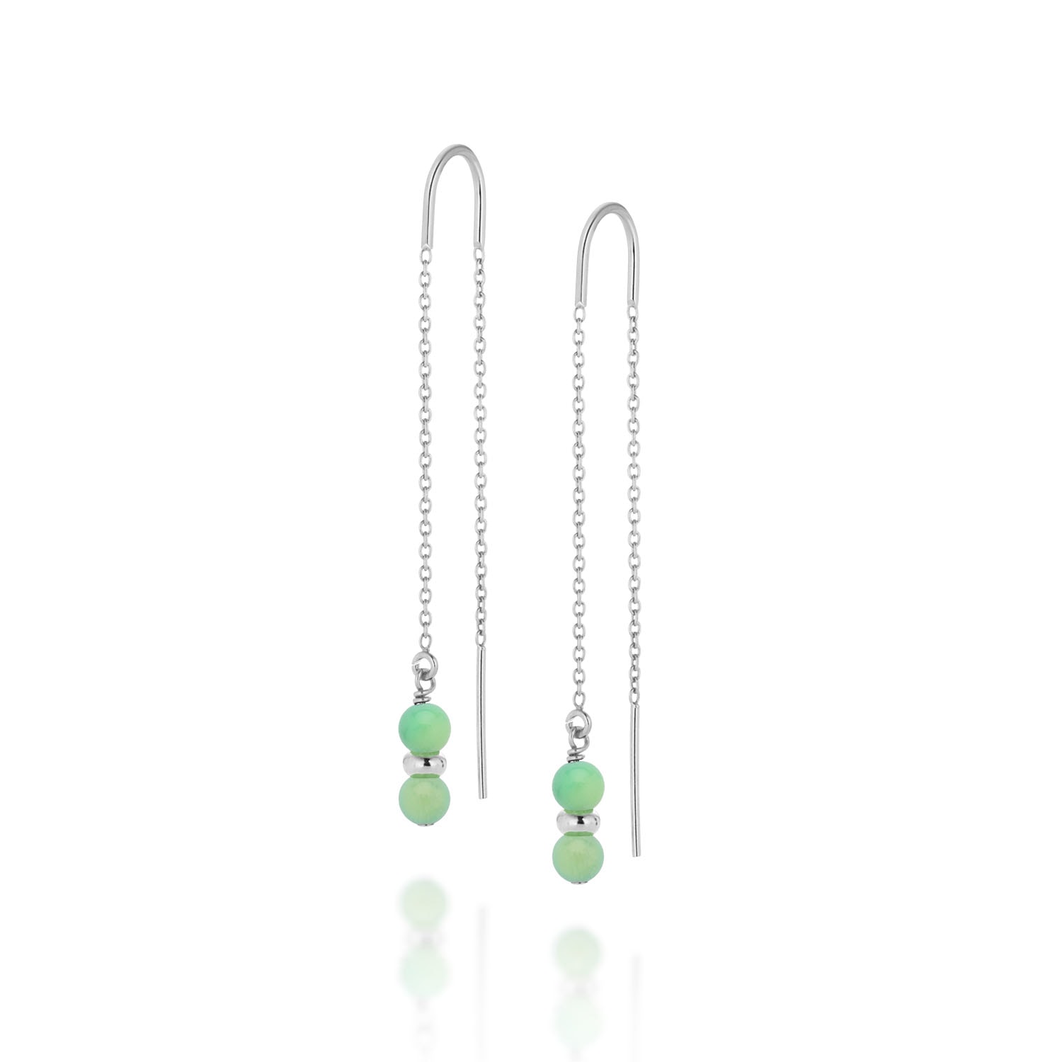 Nellou Jewellery Women's Green / Silver Fall Birthstone Earrings May Chrysoprase Sterling Silver In Multi
