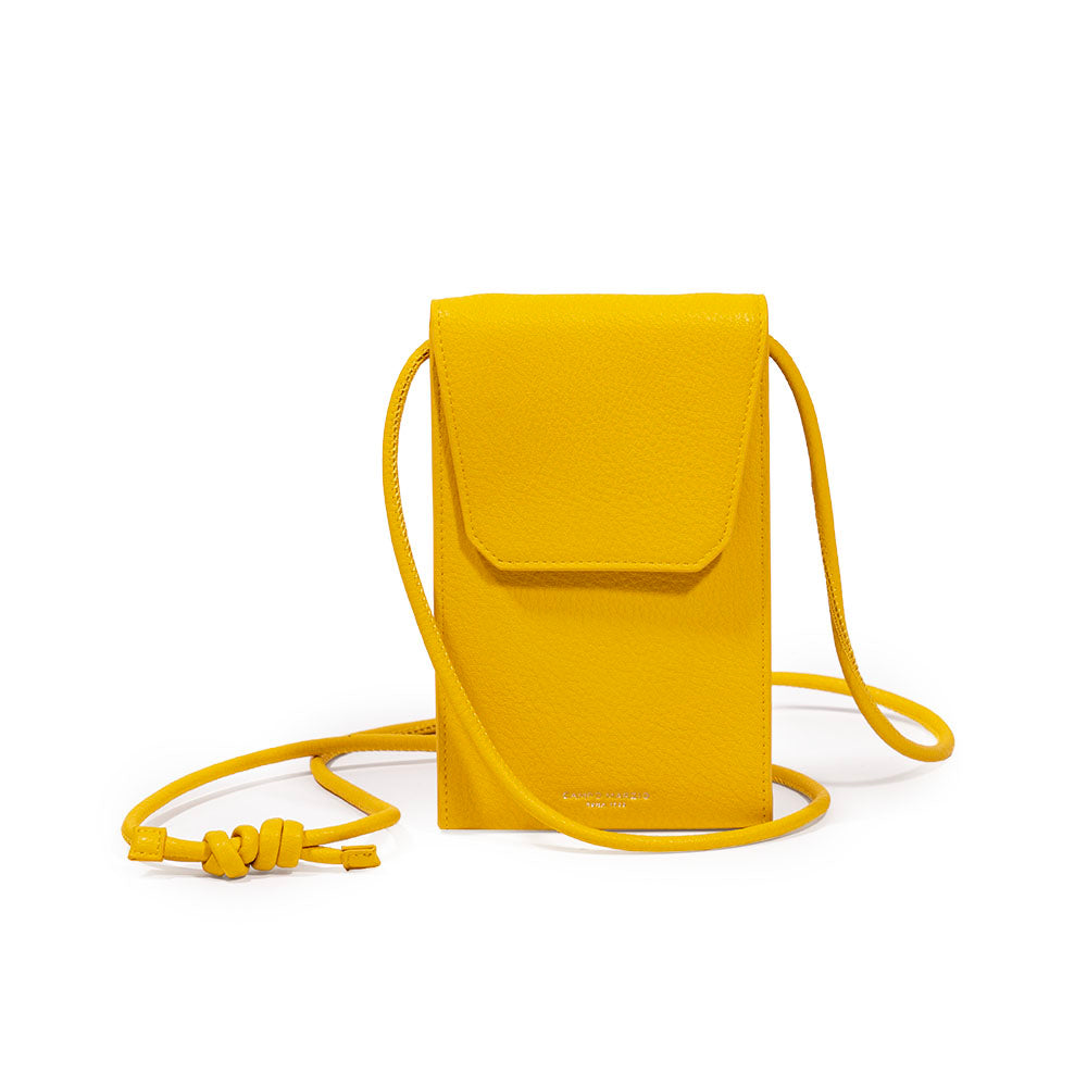 Campo Marzio Roma 1933 Women's Yellow / Orange Phone & Card Holder With Crossbody Strap - Canary Yellow In Metallic