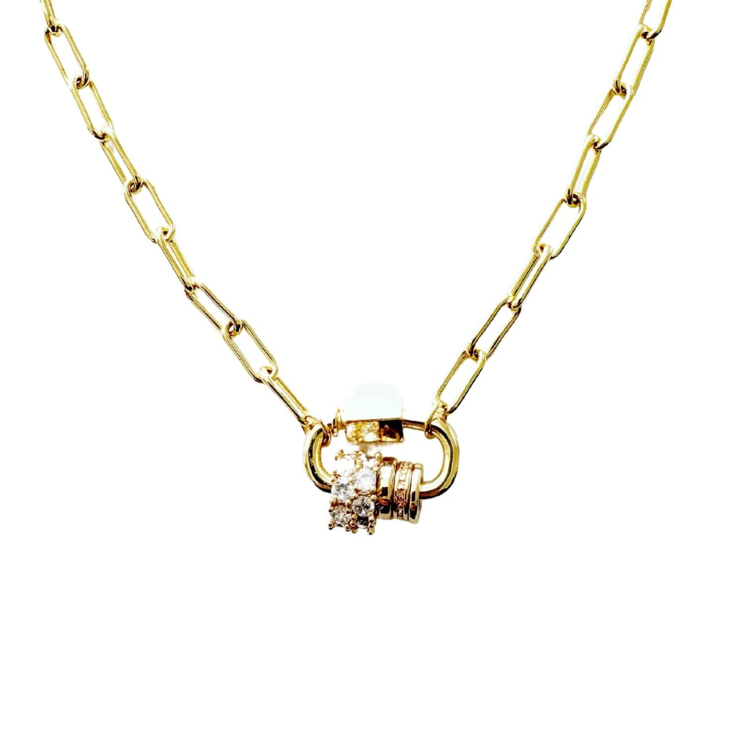 Vicky&nico Women's Gold Carabiner With Rings Necklace - Small