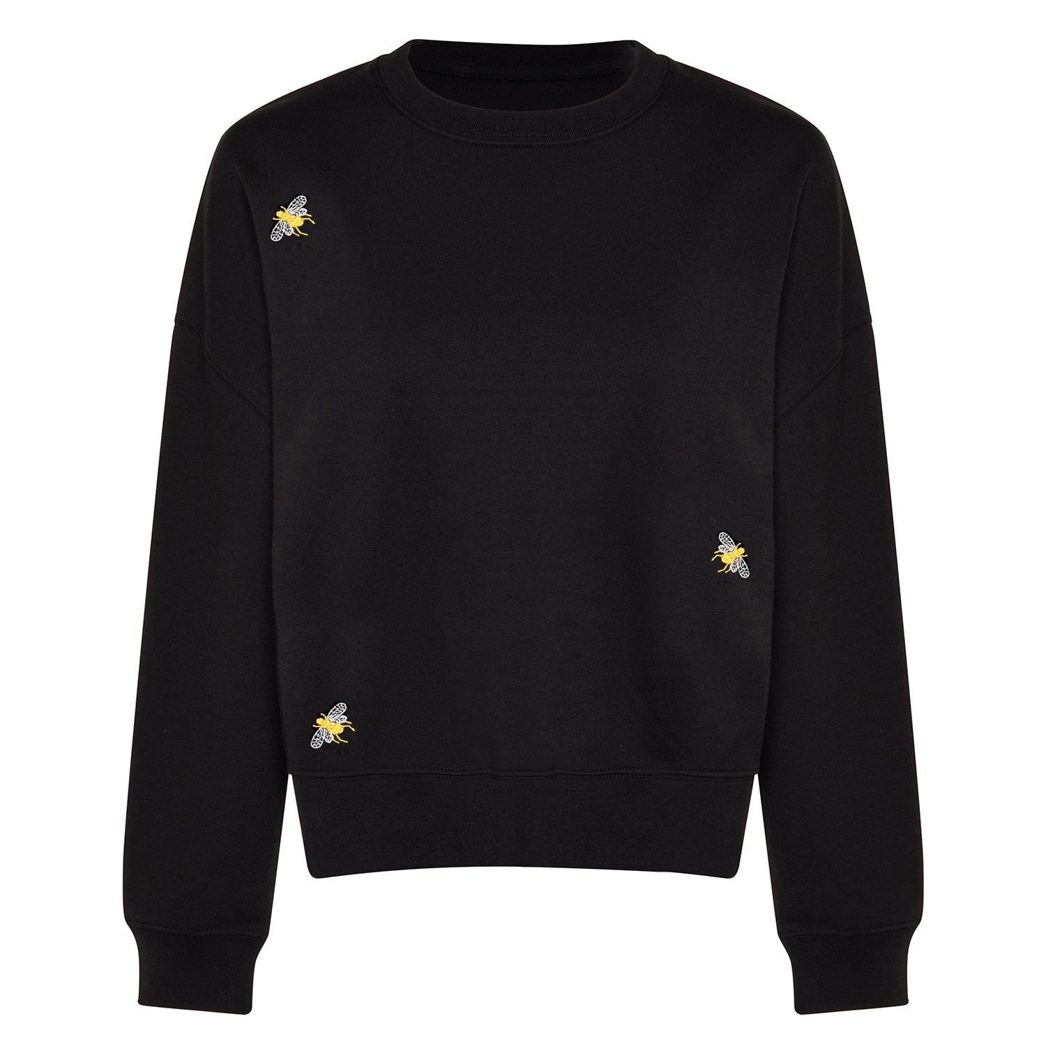Ingmarson Women's Bee Embroidered Sweatshirt Dropped Shoulder Black In Black