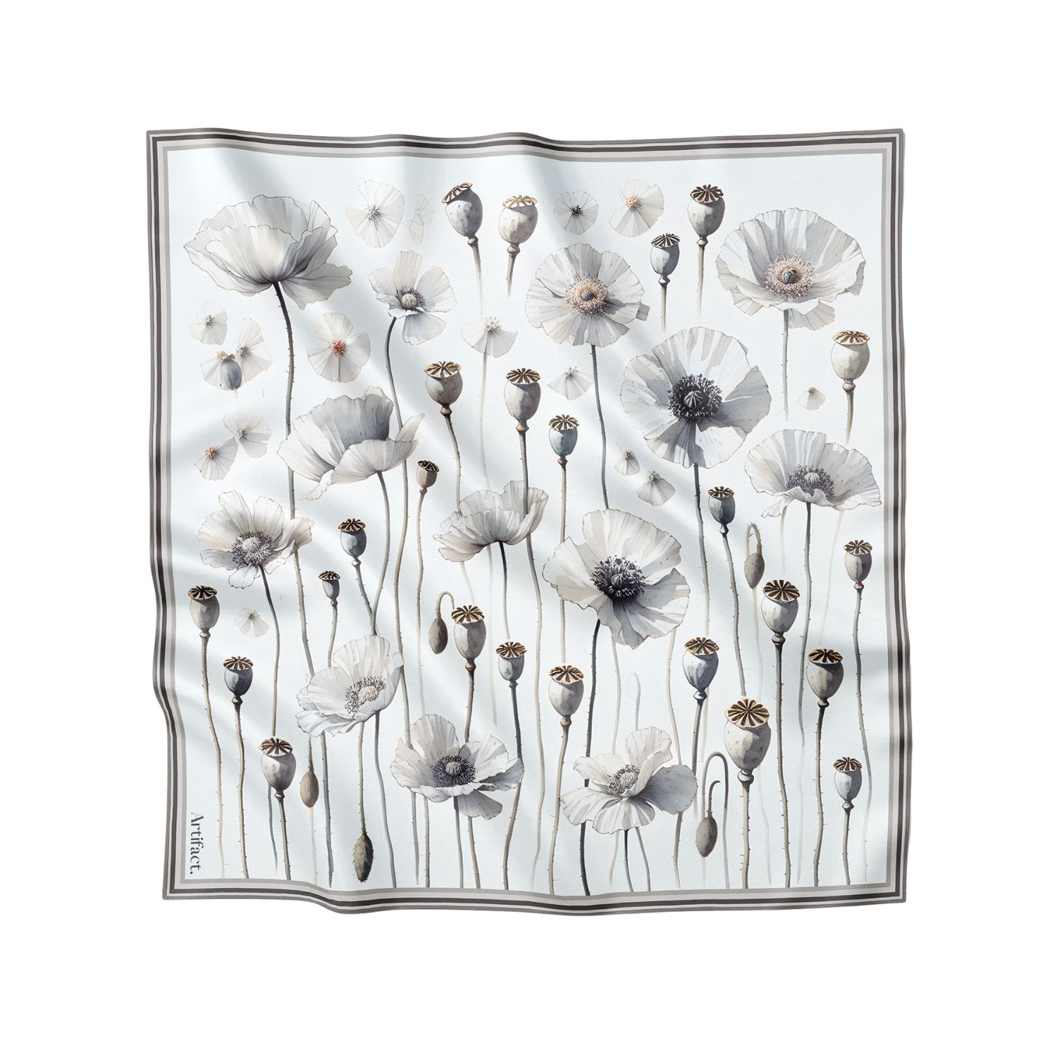 Artifact. Women's Grey / Silver / White Opaline Square Silk Scarf