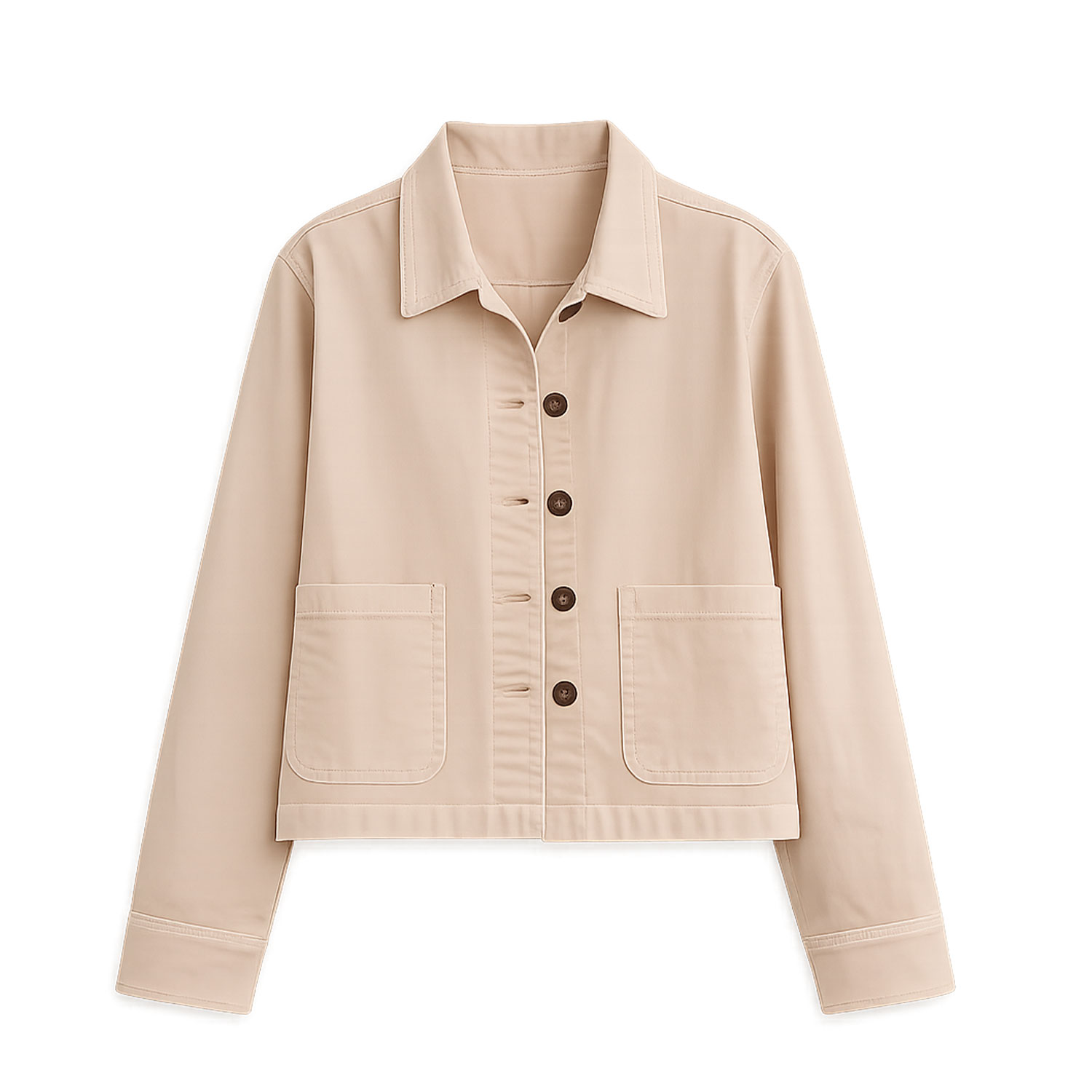Yumi Women's Neutrals  Beige Canvas Jacket With Patch Pockets In Sand