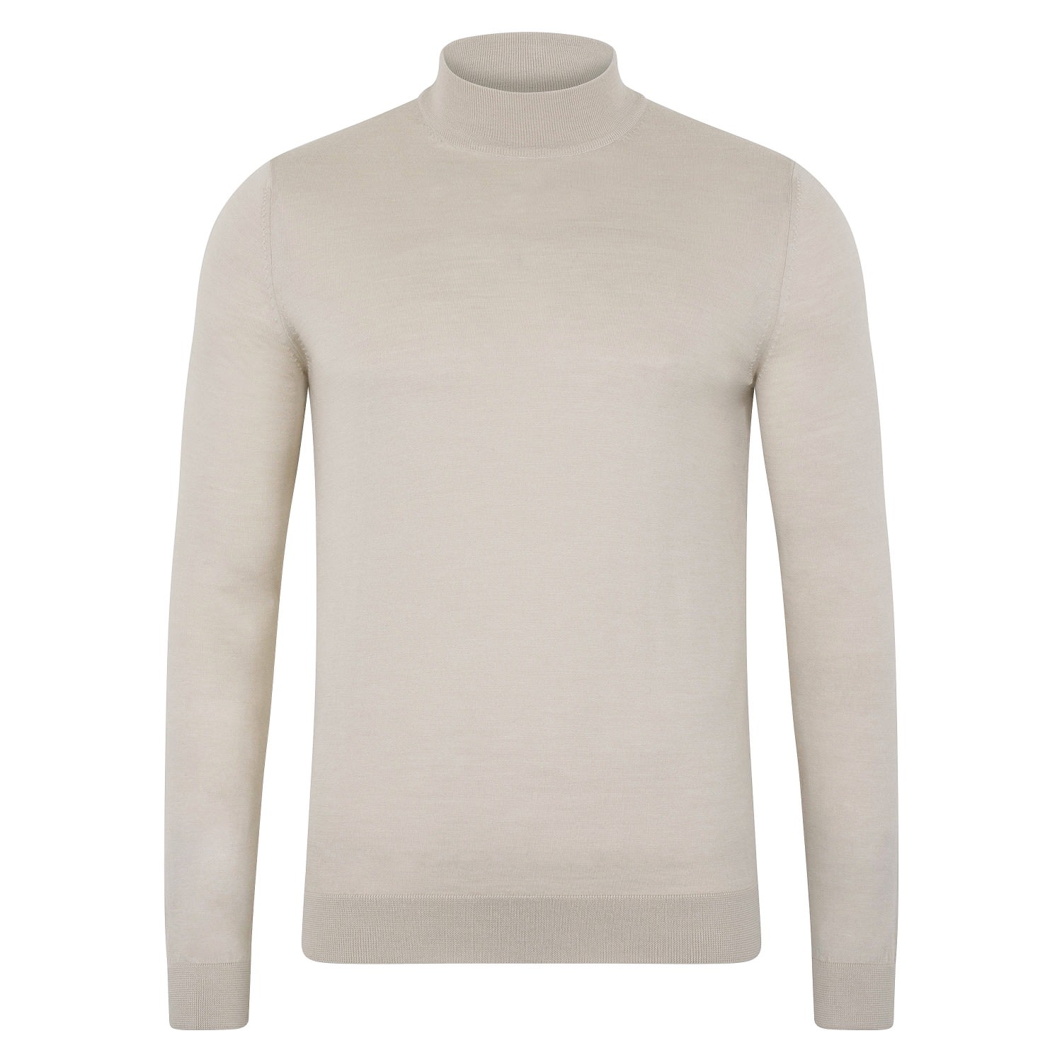 Paul James Knitwear Neutrals / Brown Mens Superfine Riccardo Merino Silk Mock Turtle Neck Jumper - Pumice Stone In Brown