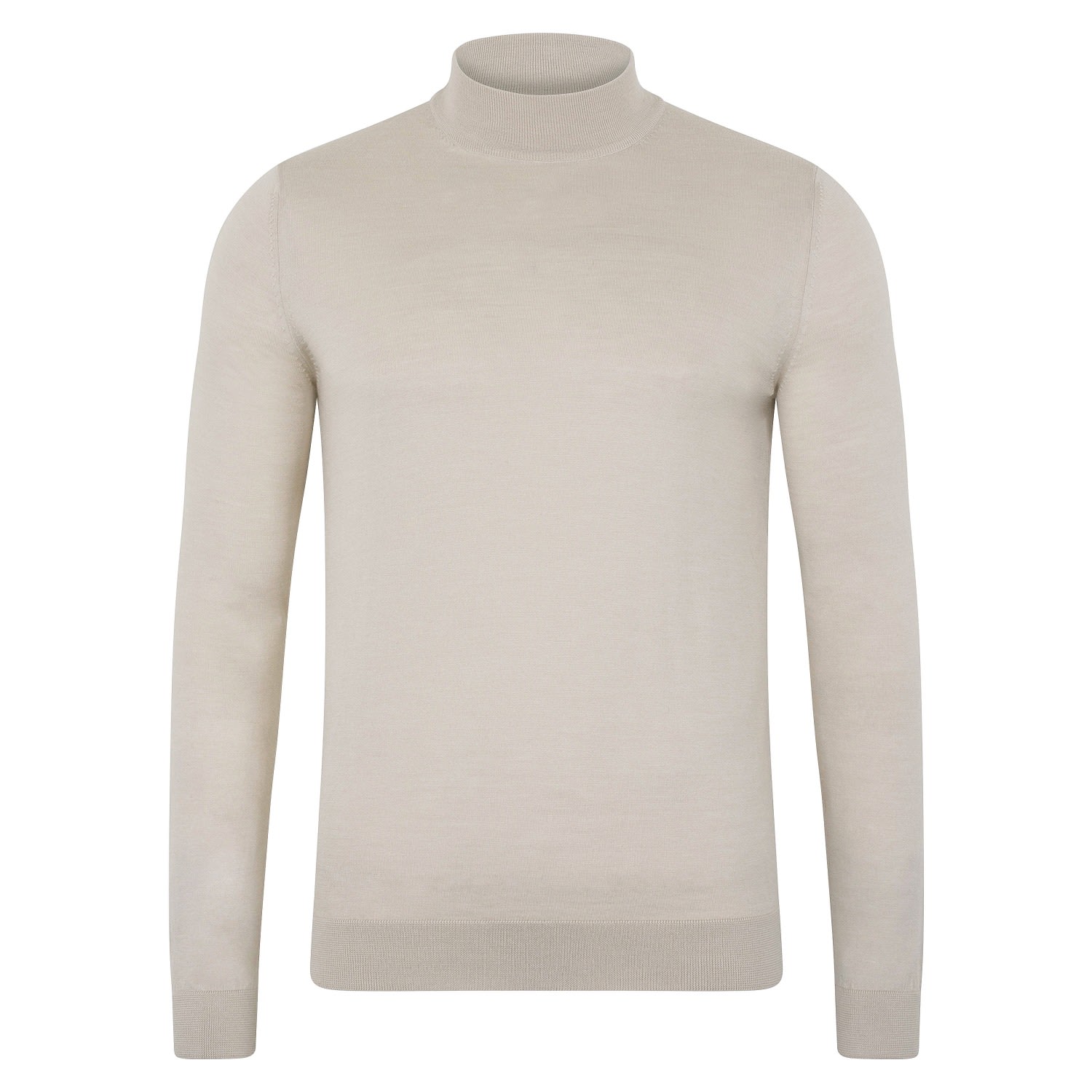 Neutrals / Brown Mens Superfine Riccardo Merino Silk Mock Turtle Neck Jumper - Pumice Stone Extra Large Paul James Knitwear