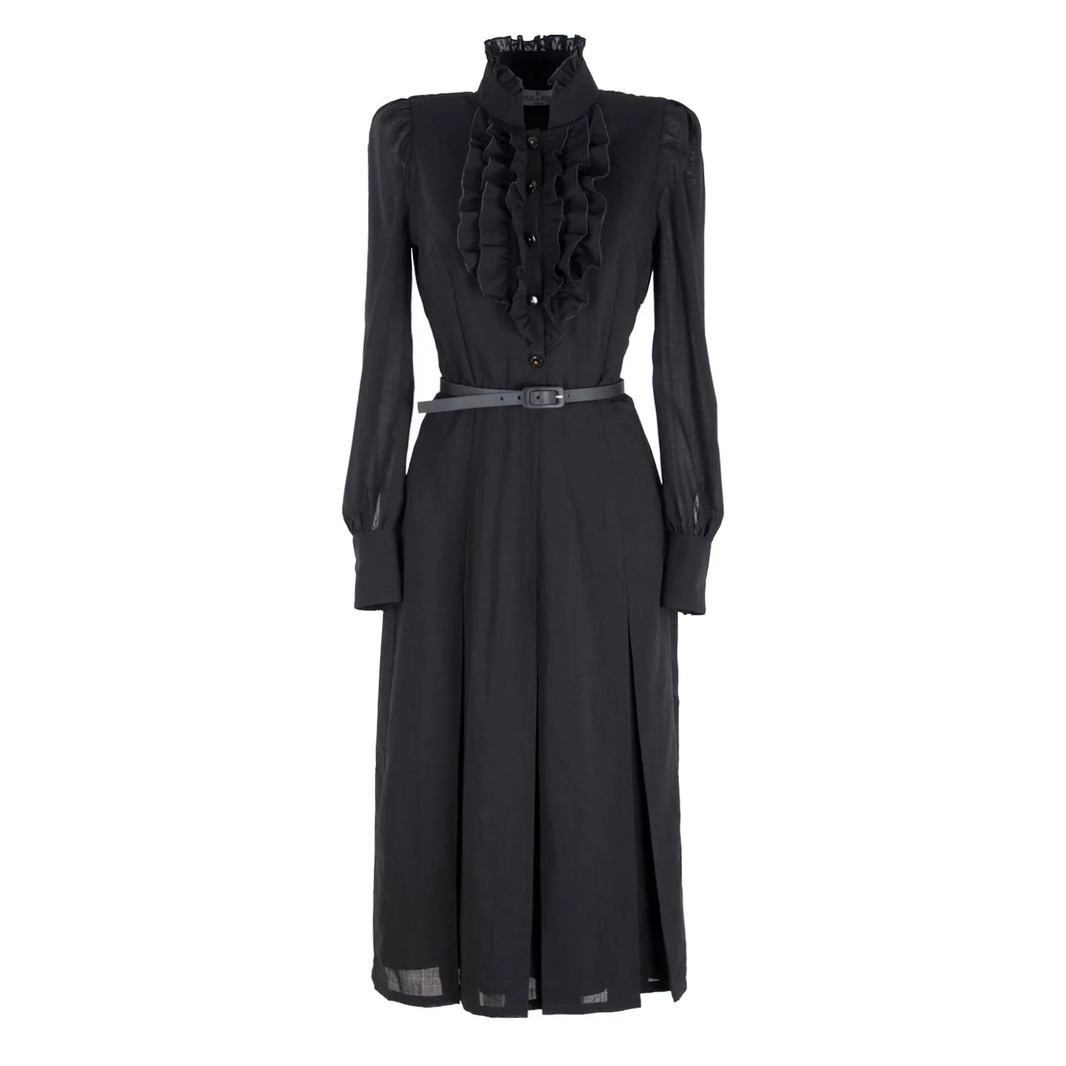 Rua & Rua Women's Ruffled Wool & Silk Midi Dress In Black In Black