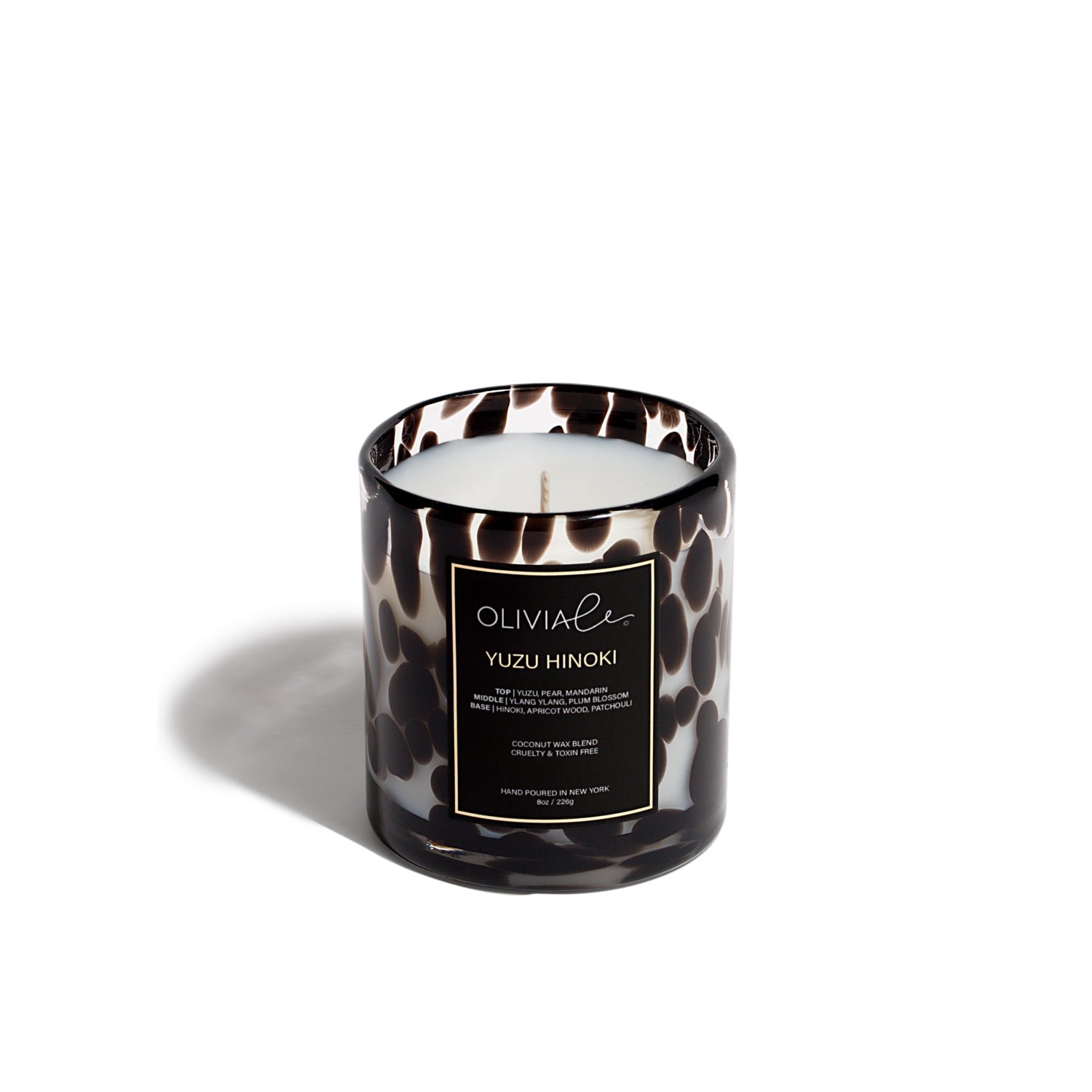 Black Yuzu Hinoki Leopard Candle Small Olivia Le