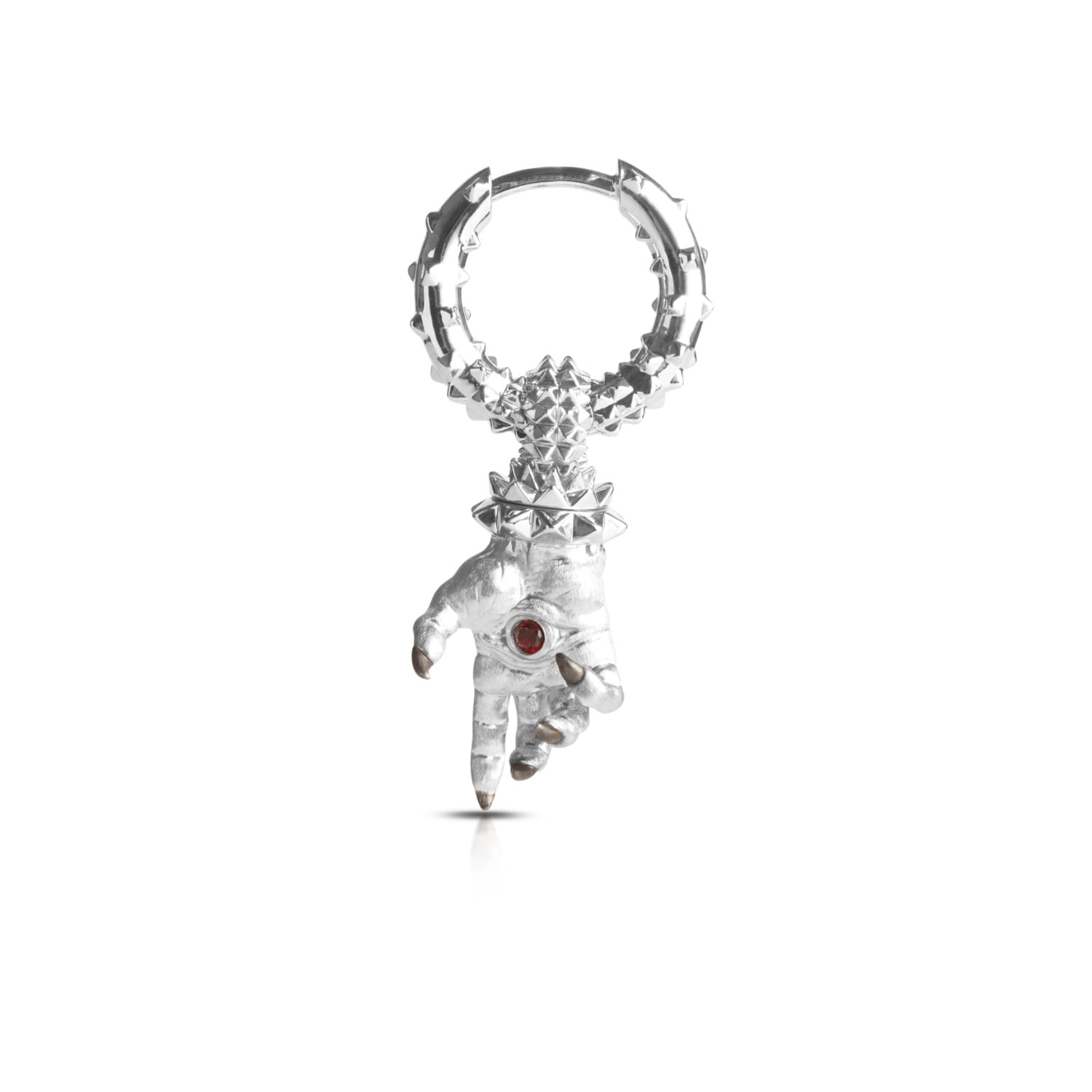 Kasun Men's Hand Of The Protector Earrings - January - Garnet - Silver