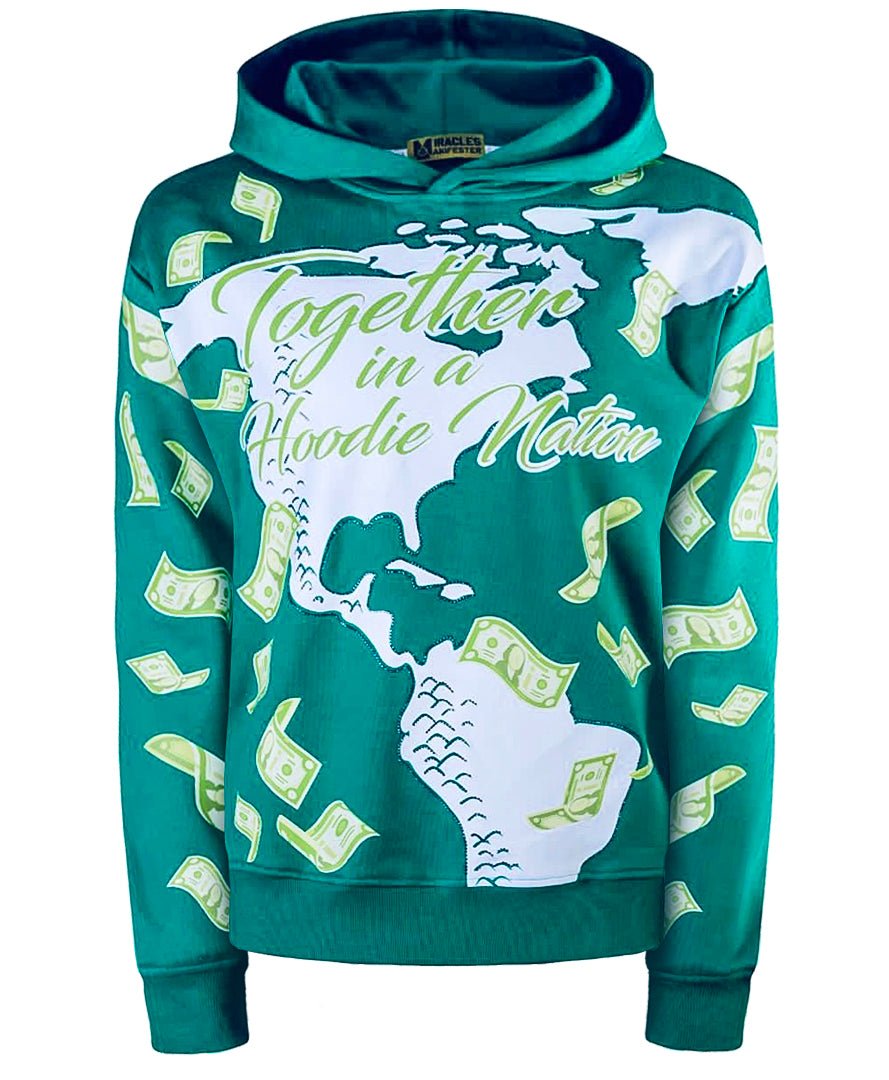 Miracles Manifester Women's Manifestation Embroidered Hoodie With Rhinestone Design - Green In Green