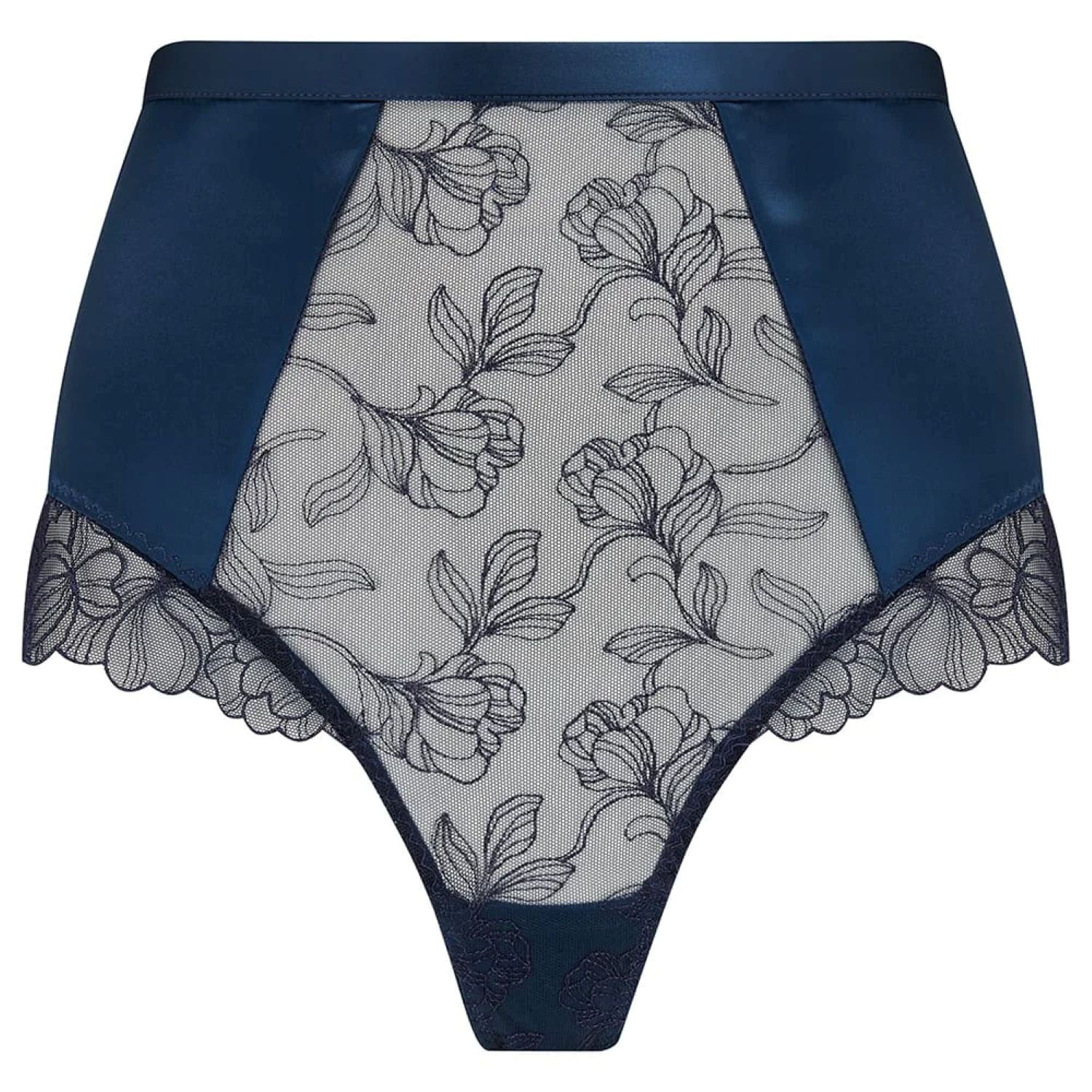 Vollers The Corset Company Limited Women's Blue Aria High Waisted Thong In Blue