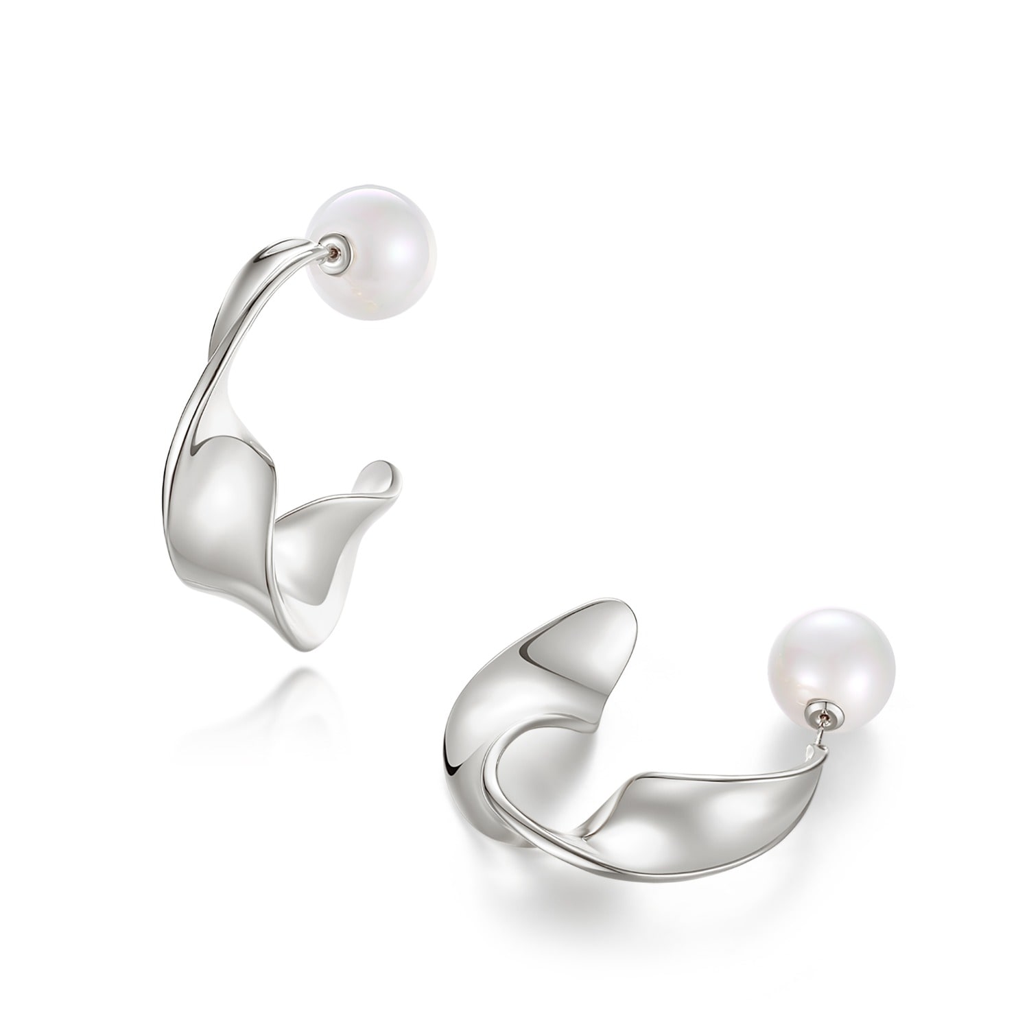 Classicharms Women's Silver Chunky Wave Hoop Earrings