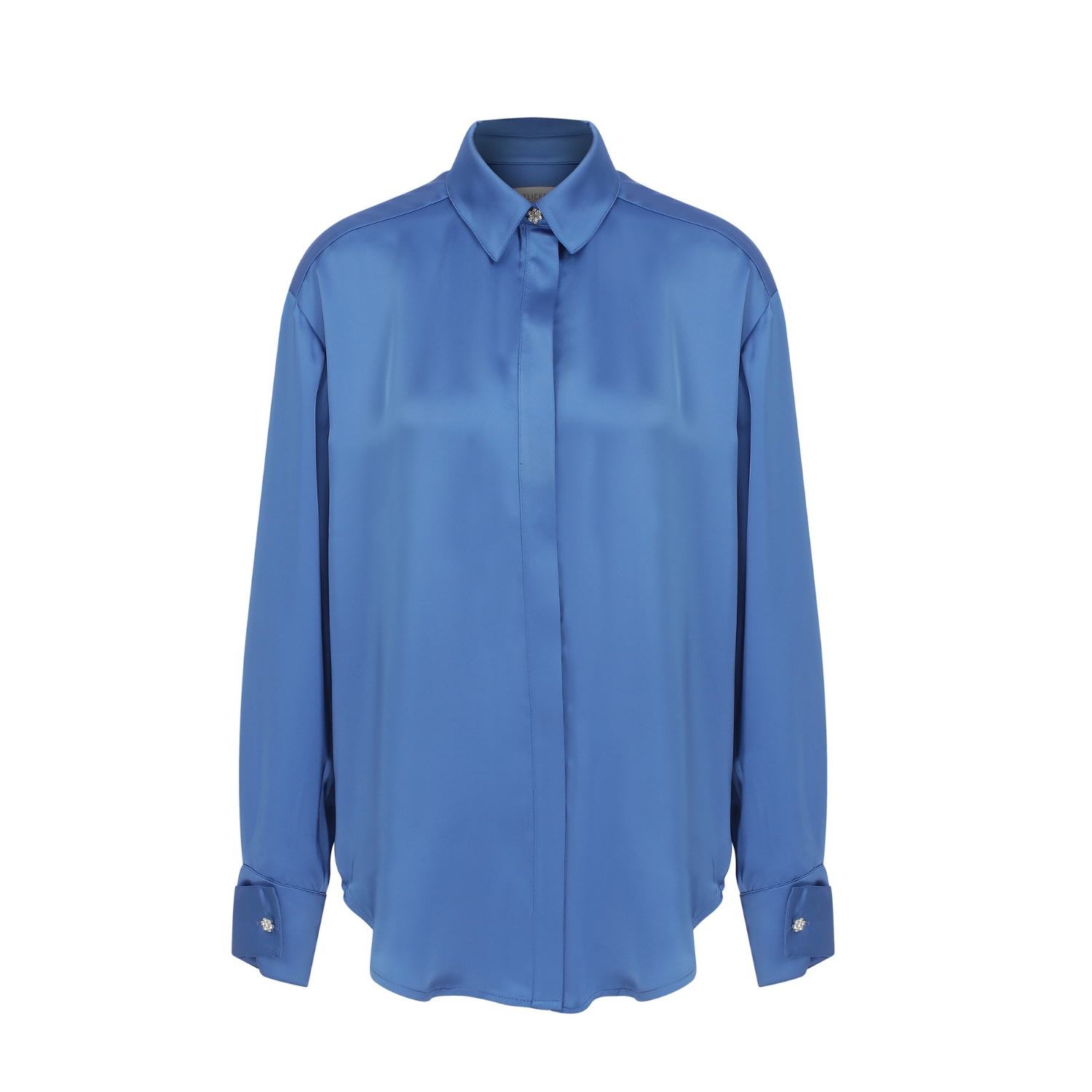 Nazli Ceren Ravenna Satin Shirt In French Blue In Blue