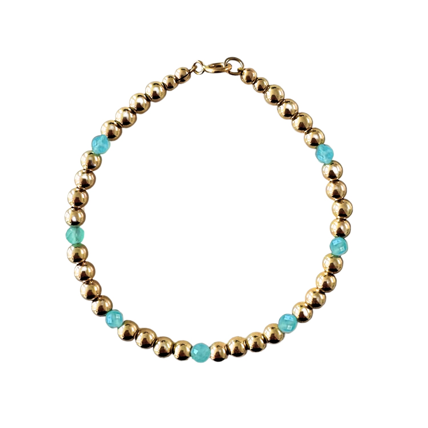Herself Collections Women's Gold / Blue Gold Bead And Amazonite Stone Bracelet
