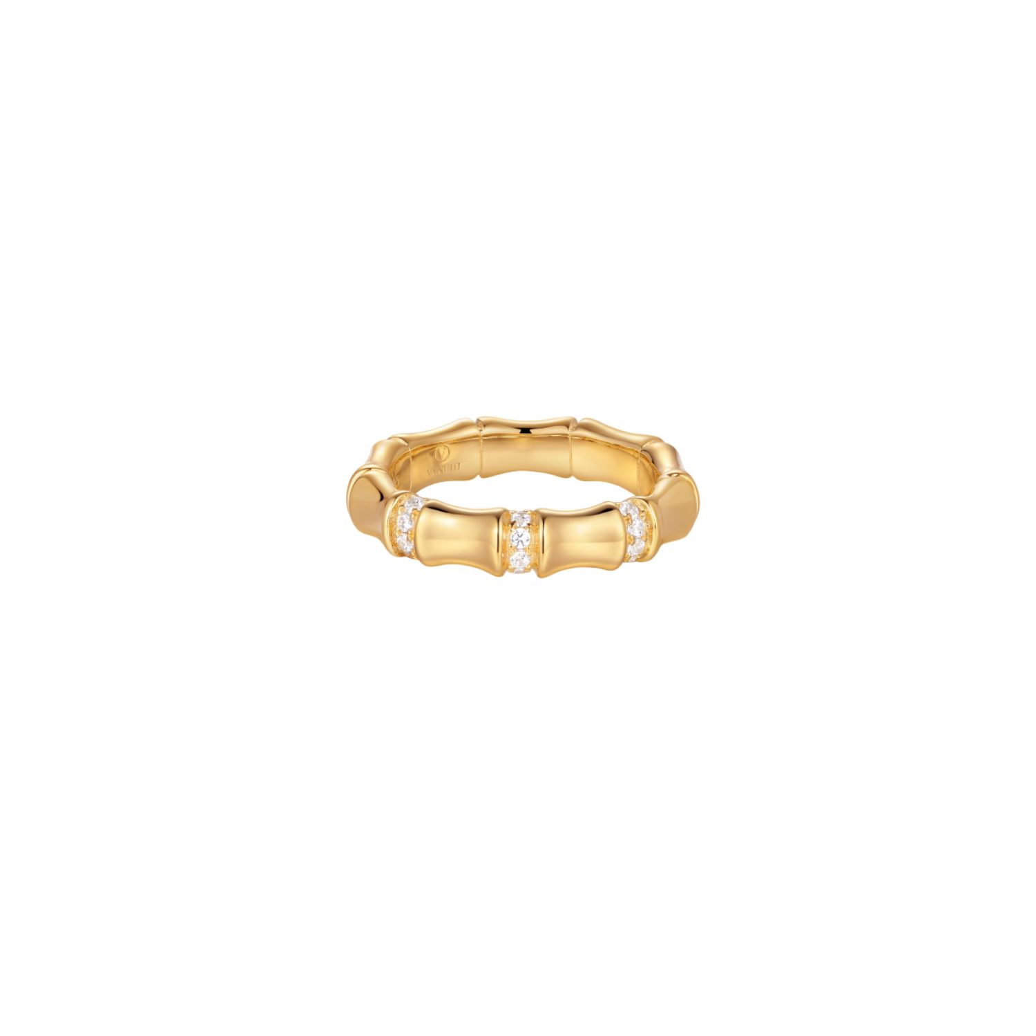 Vanchi Women's Bamboo Chunky Crystal Ring In Gold In Gold