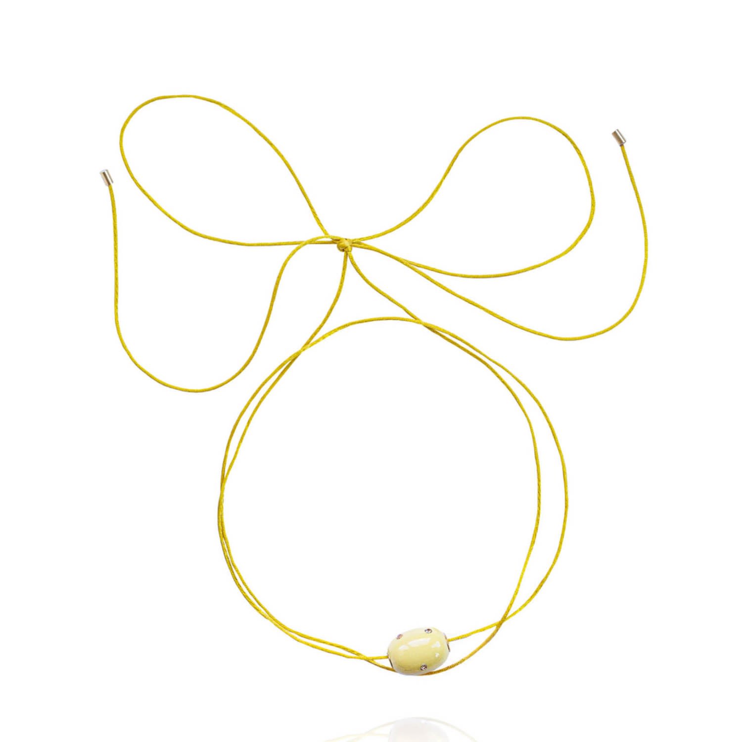 Saule Label Women's Yellow Lily Tie Necklace In Jet Buttercup In Gold
