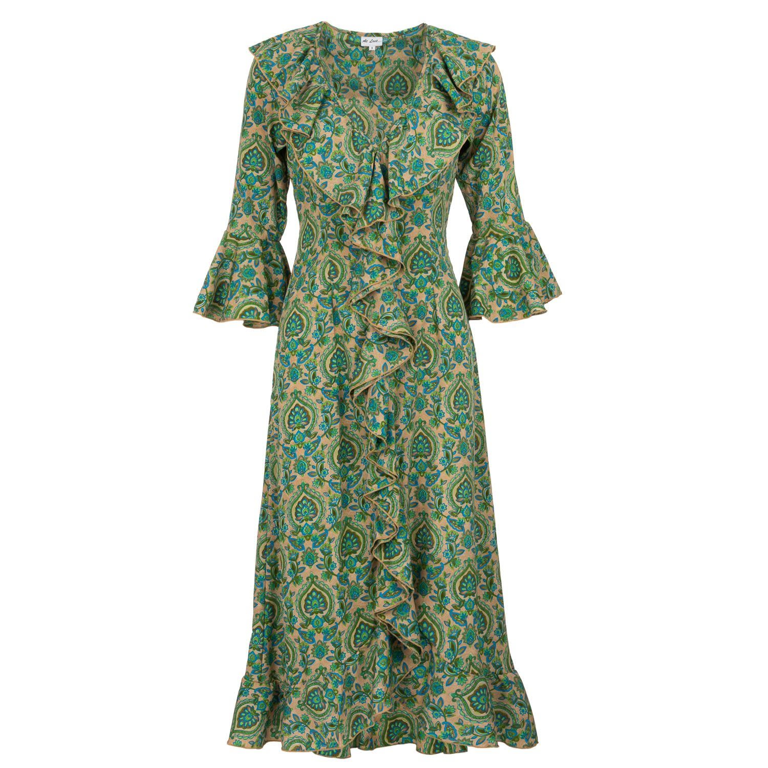 Women’s Felicity Midi Dress In Green Paisley Extra Small At Last...