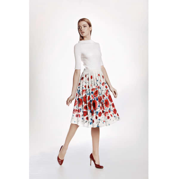 Rumour London Poppy Floral Print Midi Skirt In Midi