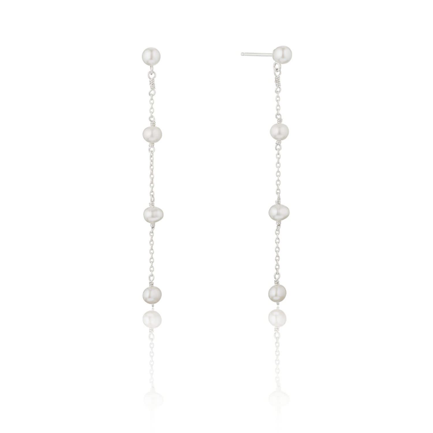 Silver Four Pearl Drop Earrings | LILY & ROO | Wolf & Badger