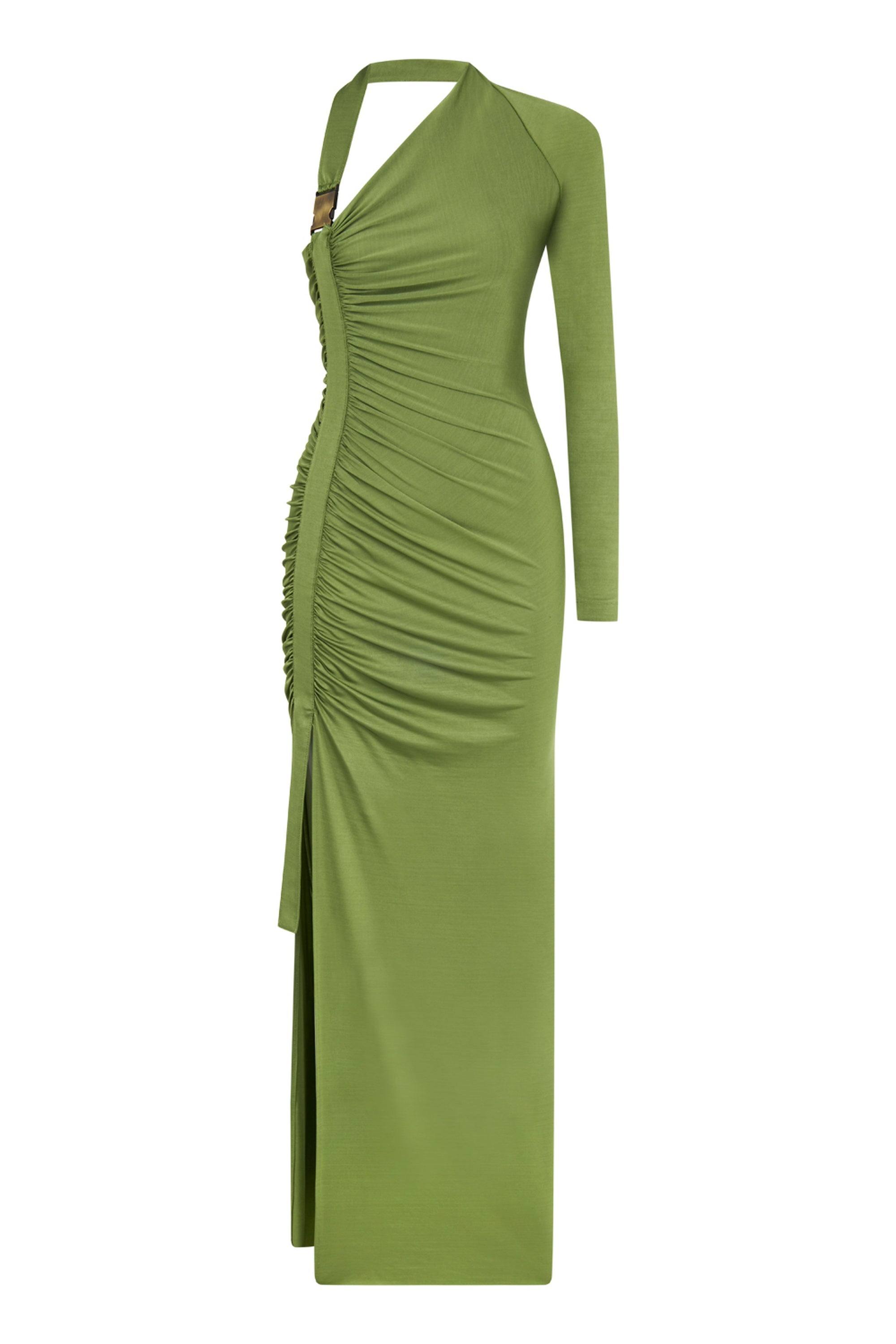 Nocturne One Sleeve Maxi Dress In Green