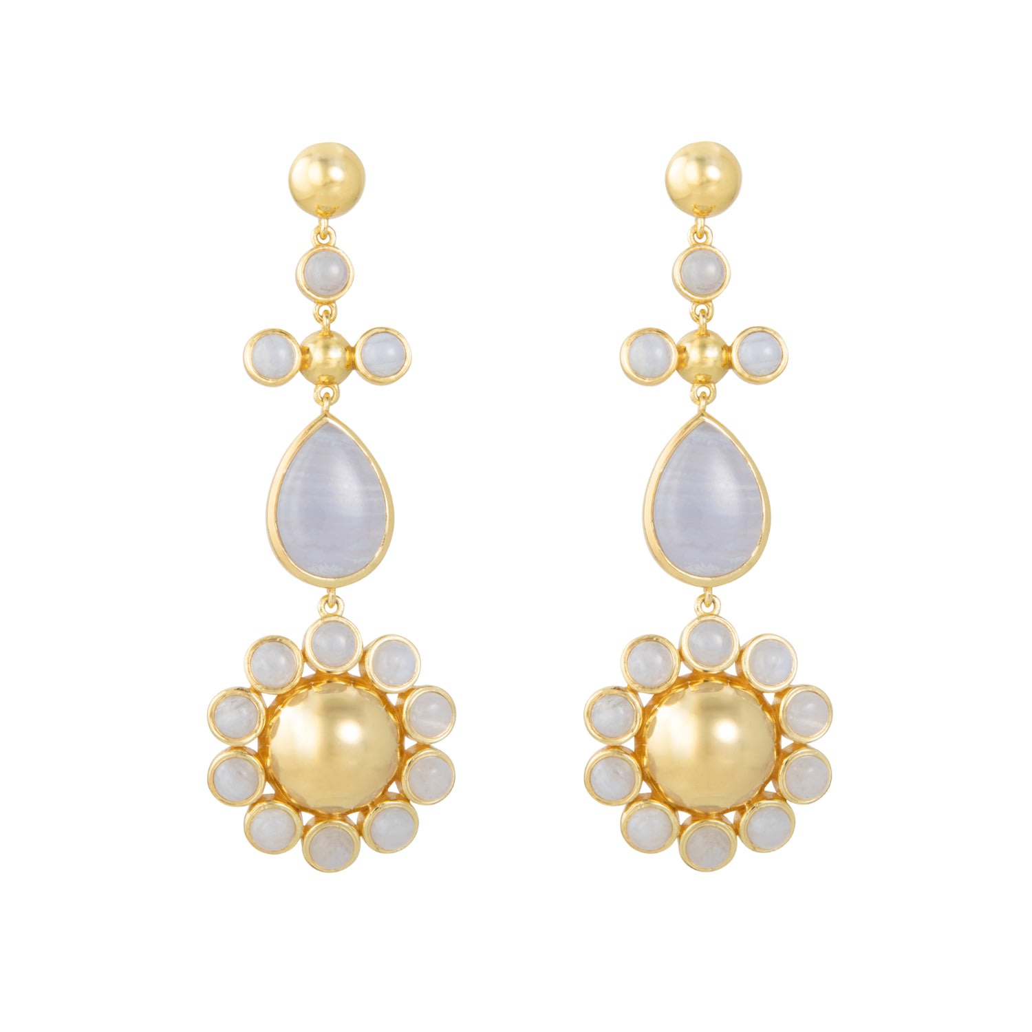 Coco & Kinney Women's Blue Lace Agate Honor Earrings In Blue