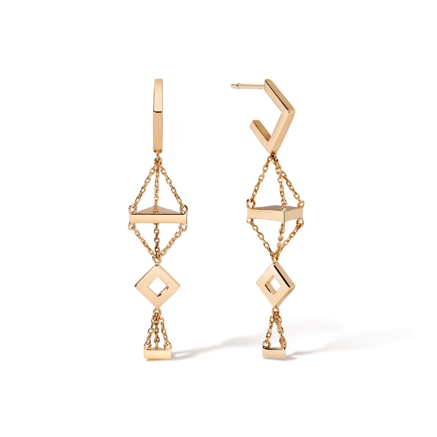 Lúdere Women's Don't Stop Me Now Earrings - Solid 14k Gold Chandelier Chain Statement Earrings