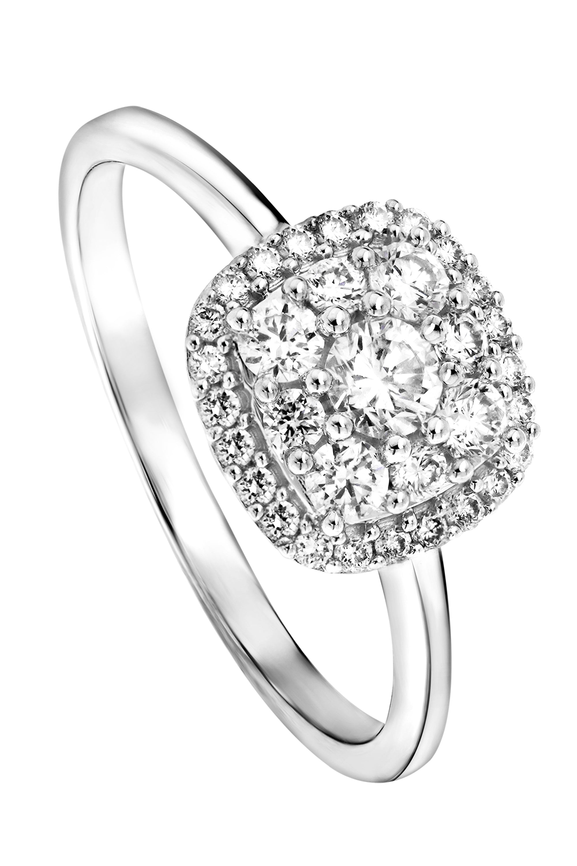 Women’s Silver Helen White Gold Lab Grown Diamond Cluster Engagement Ring Created Brilliance