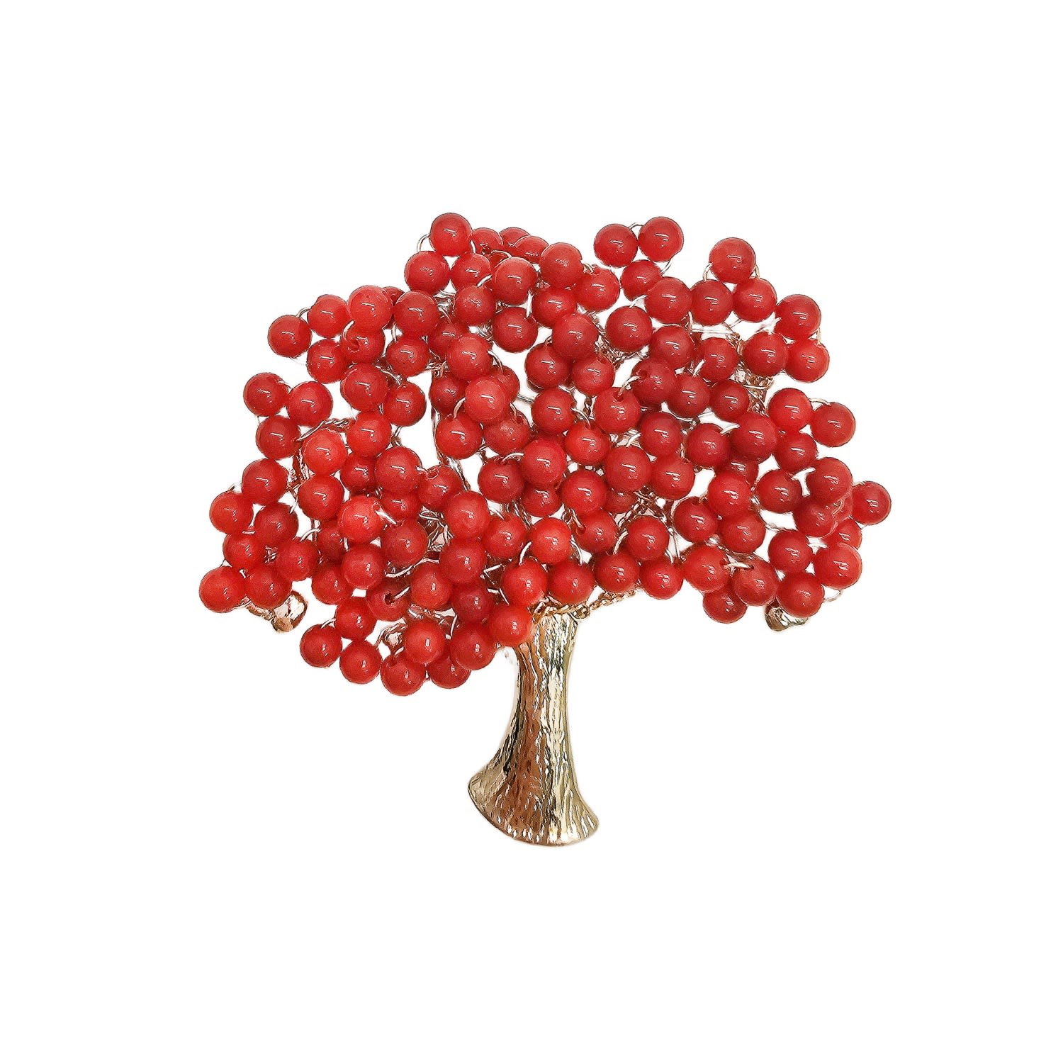 Farra Women's Handcrafted Red Bamboo Coral Tree Brooch In Red
