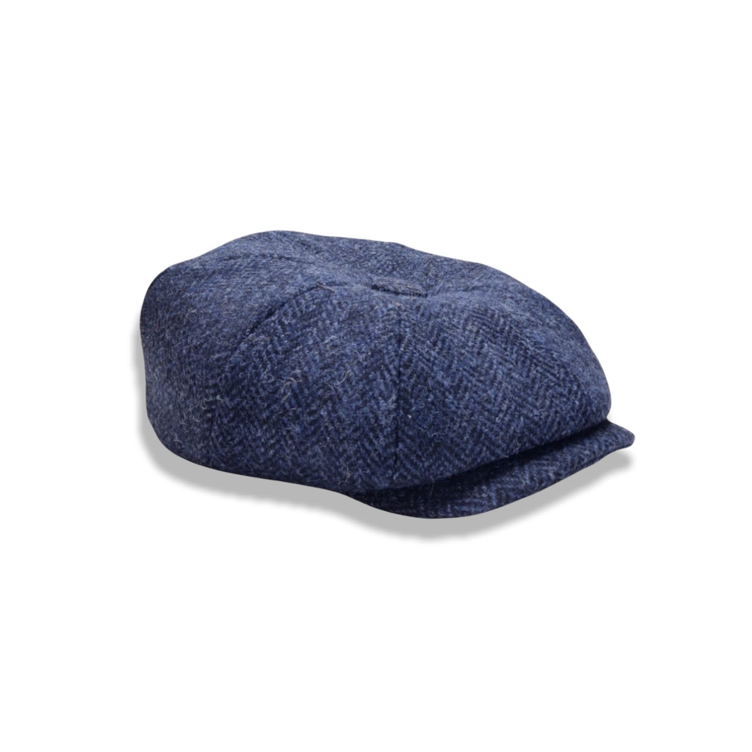 Women’s Rileys Trail Bakerboy Hat In Navy Blue Black Harris Tweed Medium Mister Miller - Master Hatter