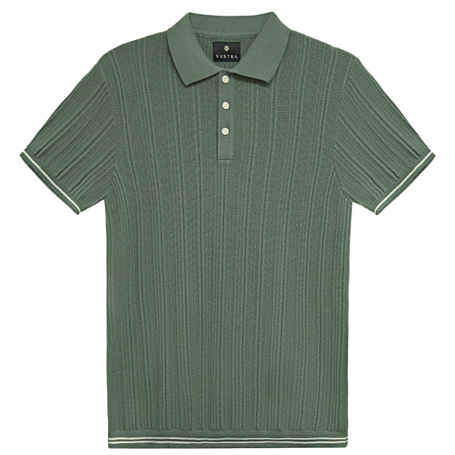 Sage Green Textured Knit Polo | Vustra | Wolf & Badger